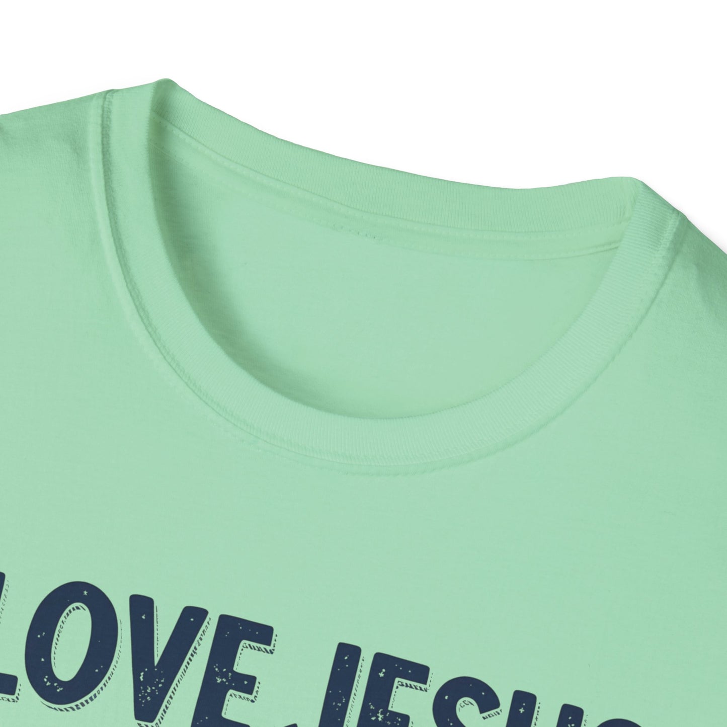Christian Slogan T-Shirt - I Love Jesus, But Some of Y'all Pushin' It (Blue Letters)