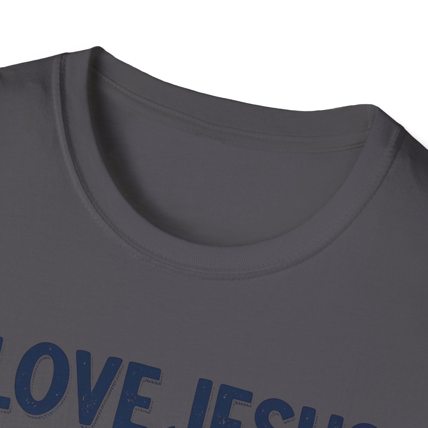 Christian Slogan T-Shirt - I Love Jesus, But Some of Y'all Pushin' It (Blue Letters)