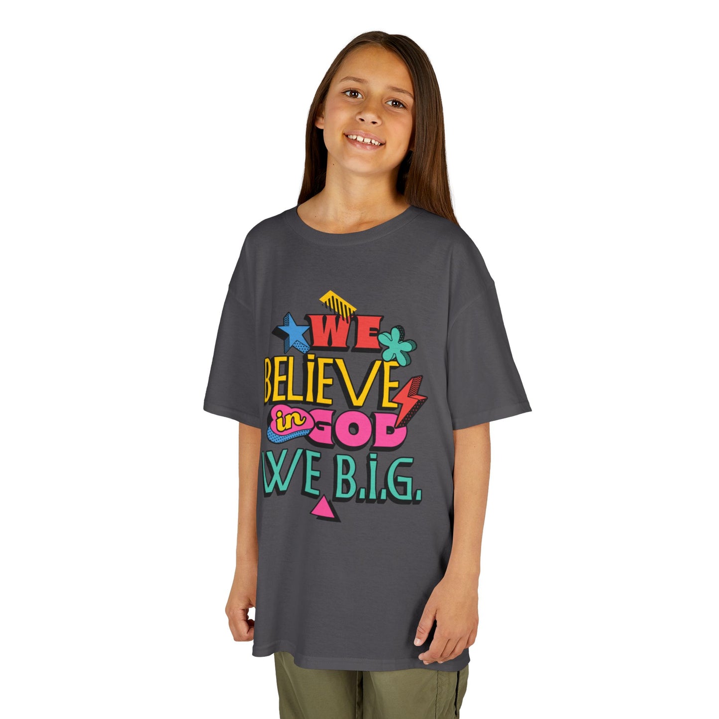 'We Believe in God, We B.I.G.' Motivational Shirt—Kids Inspirational Tee - Youth Casual Wear, Faith-Based, Birthday Gift, Everyday Outfit
