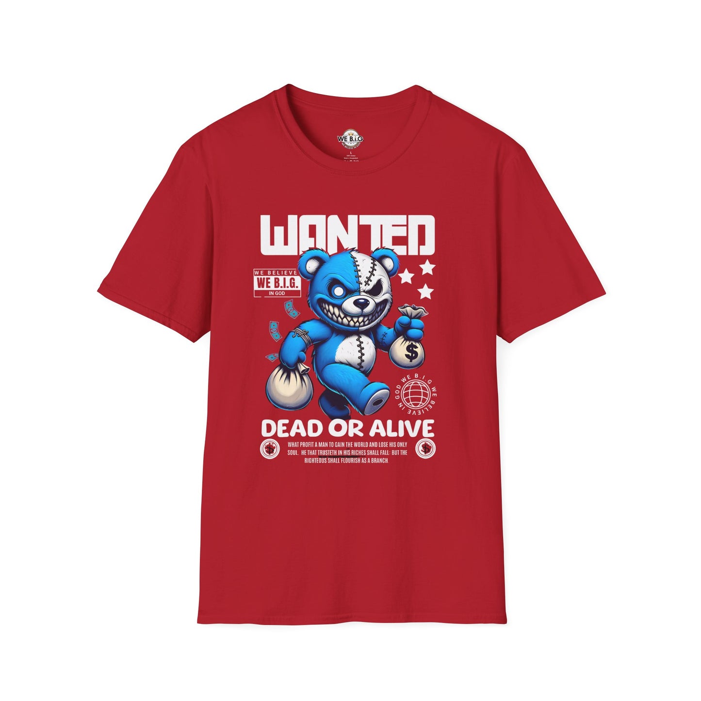 Wanted Bear Graphic T-Shirt | Unisex Softstyle Tee for Casual Wear, Perfect Gift for Birthdays, Holidays, and Everyday Style