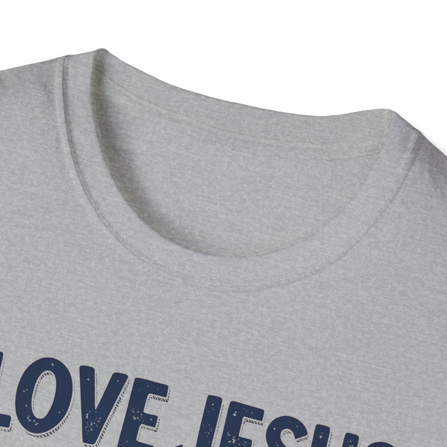 Christian Slogan T-Shirt - I Love Jesus, But Some of Y'all Pushin' It (Blue Letters)