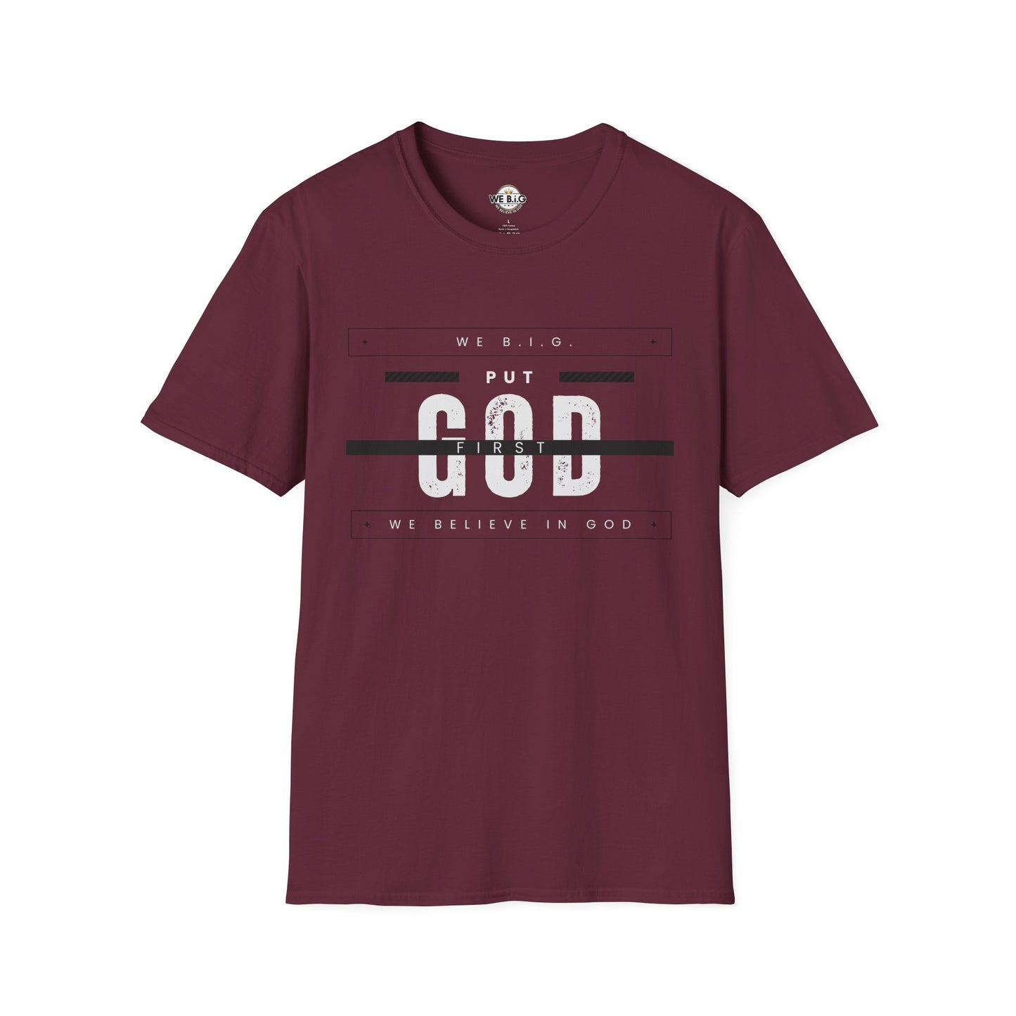 Put God First—Unisex Softstyle T-Shirt, Christian Tee, Faith-Based Apparel, Inspirational Gift, Spiritual Wear, Casual Faith Top