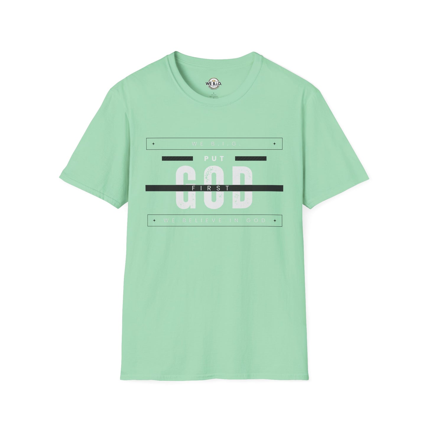 Put God First—Unisex Softstyle T-Shirt, Christian Tee, Faith-Based Apparel, Inspirational Gift, Spiritual Wear, Casual Faith Top
