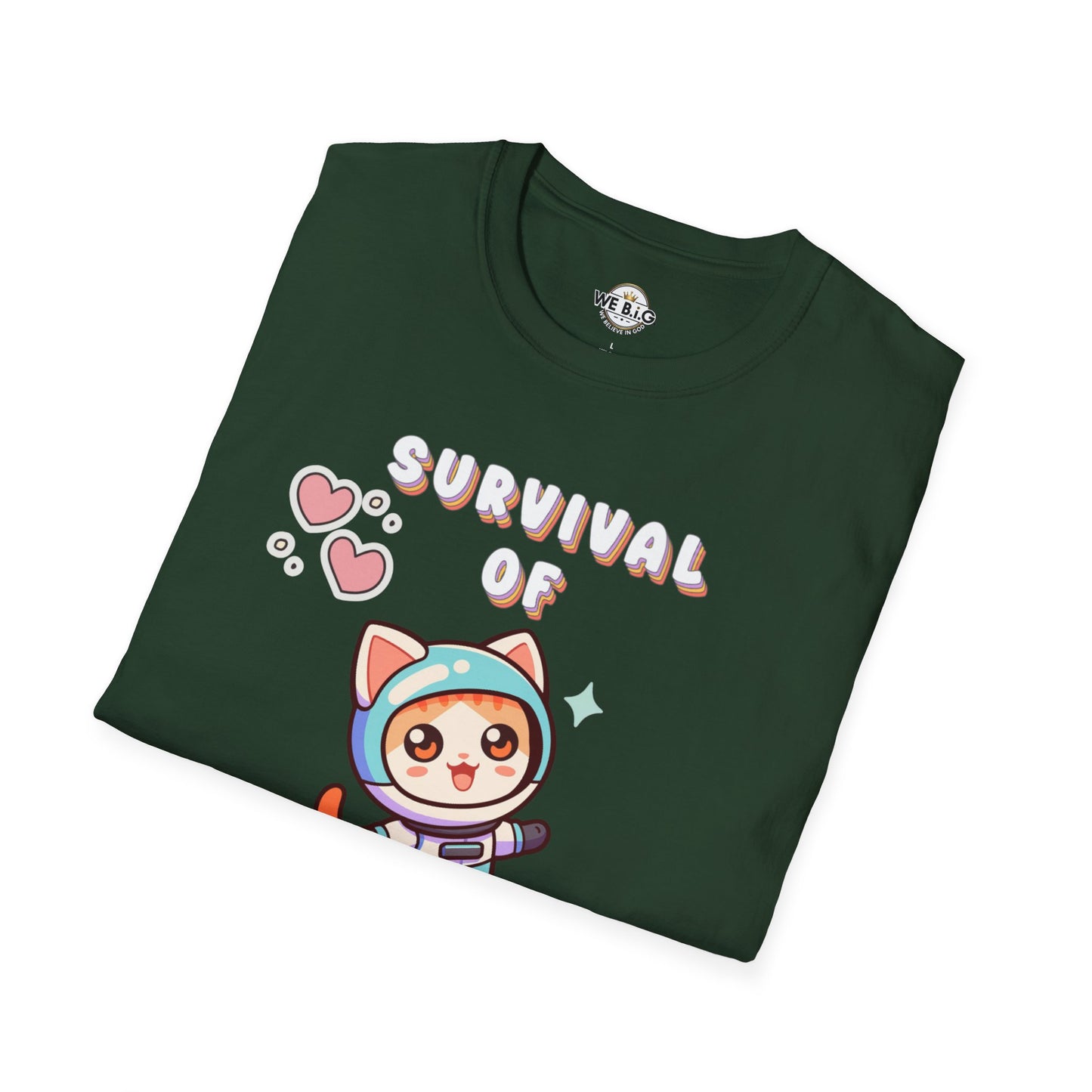 Survival of the Cutest Tee—Cute Cat Character Unisex T-Shirt, Gift for Cat Lovers, Fun Casual Wear, Kawaii Style Apparel