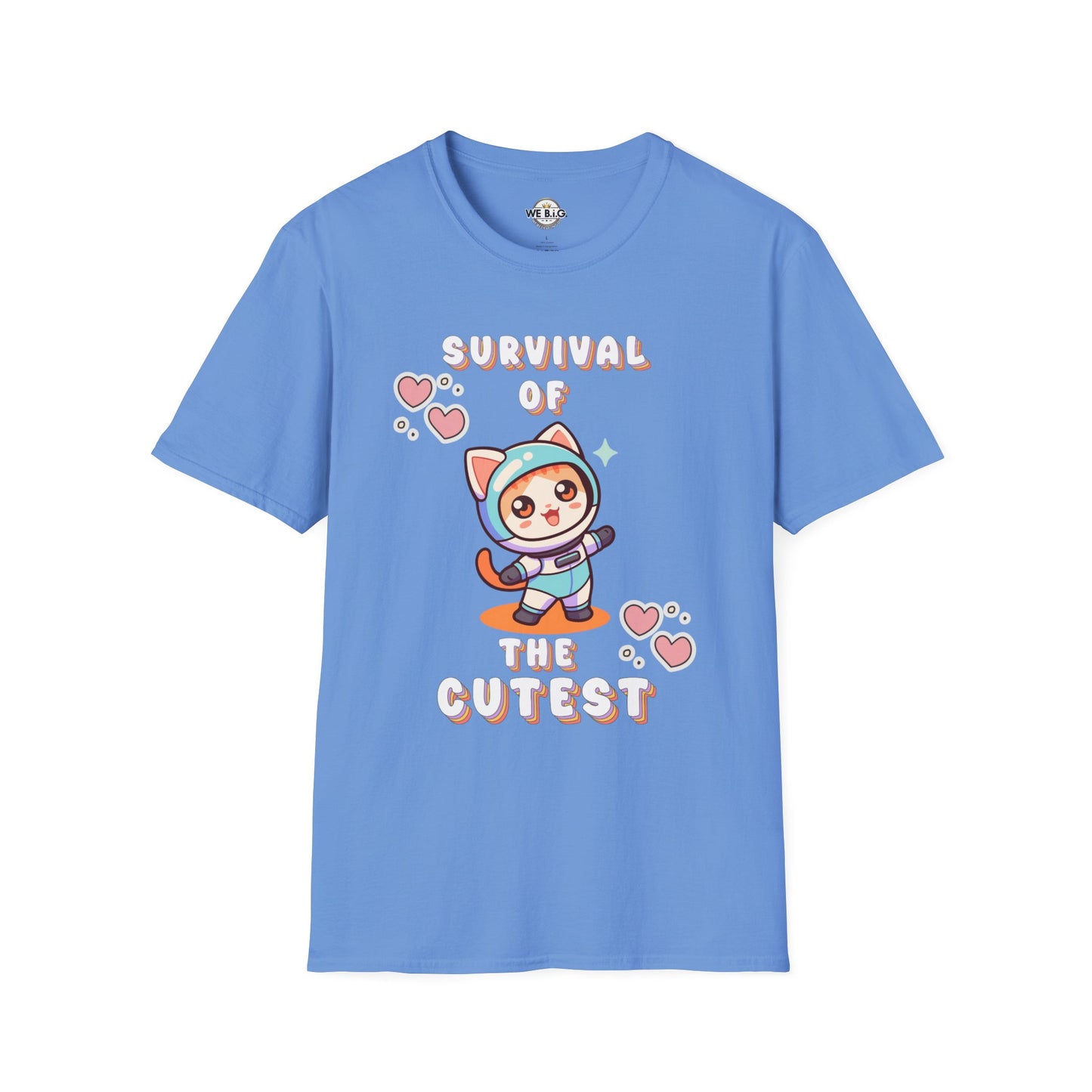 Survival of the Cutest Tee—Cute Cat Character Unisex T-Shirt, Gift for Cat Lovers, Fun Casual Wear, Kawaii Style Apparel