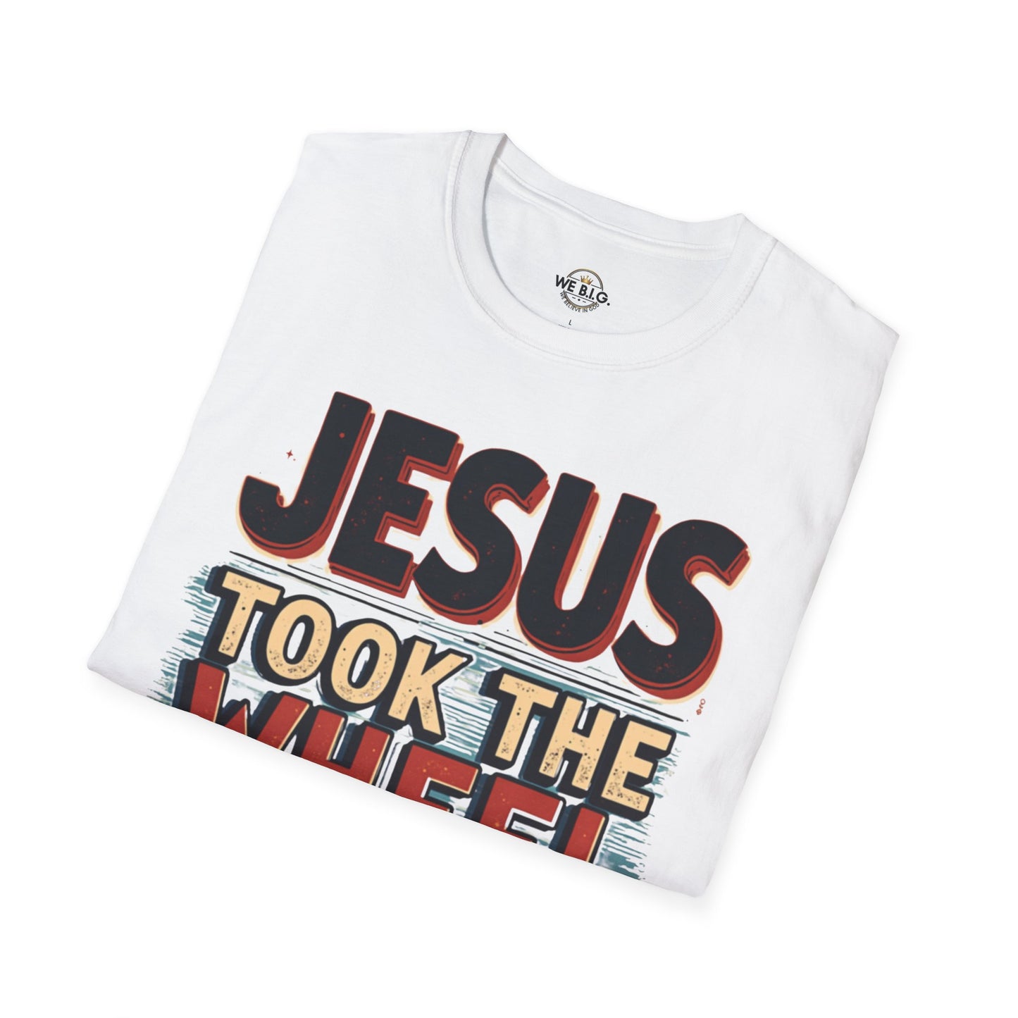 Jesus Took The Wheel Unisex Softstyle T-Shirt, Christian Apparel, Faith-Based Gift, Casual Wear, Unique Tee, Inspirational Shirt