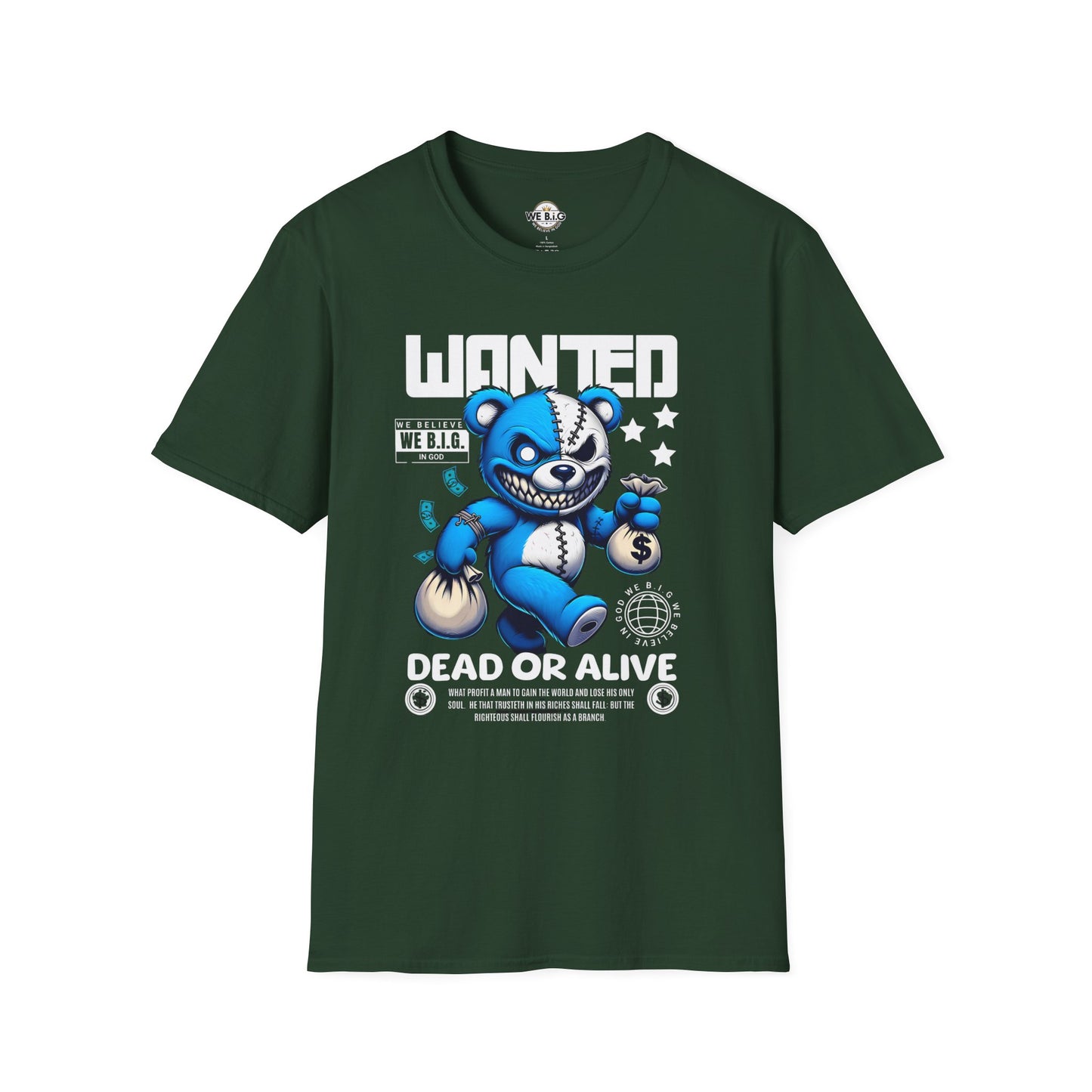 Wanted Bear Graphic T-Shirt | Unisex Softstyle Tee for Casual Wear, Perfect Gift for Birthdays, Holidays, and Everyday Style