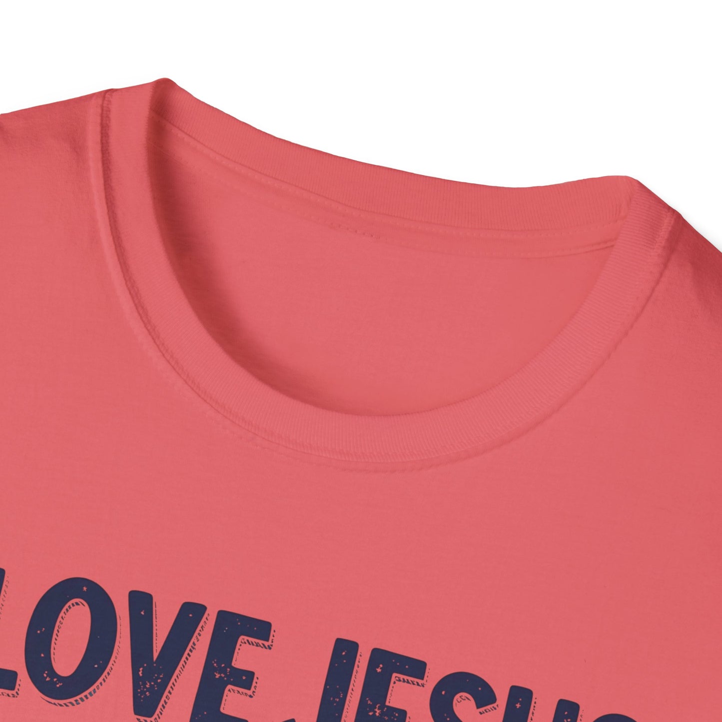 Christian Slogan T-Shirt - I Love Jesus, But Some of Y'all Pushin' It (Blue Letters)