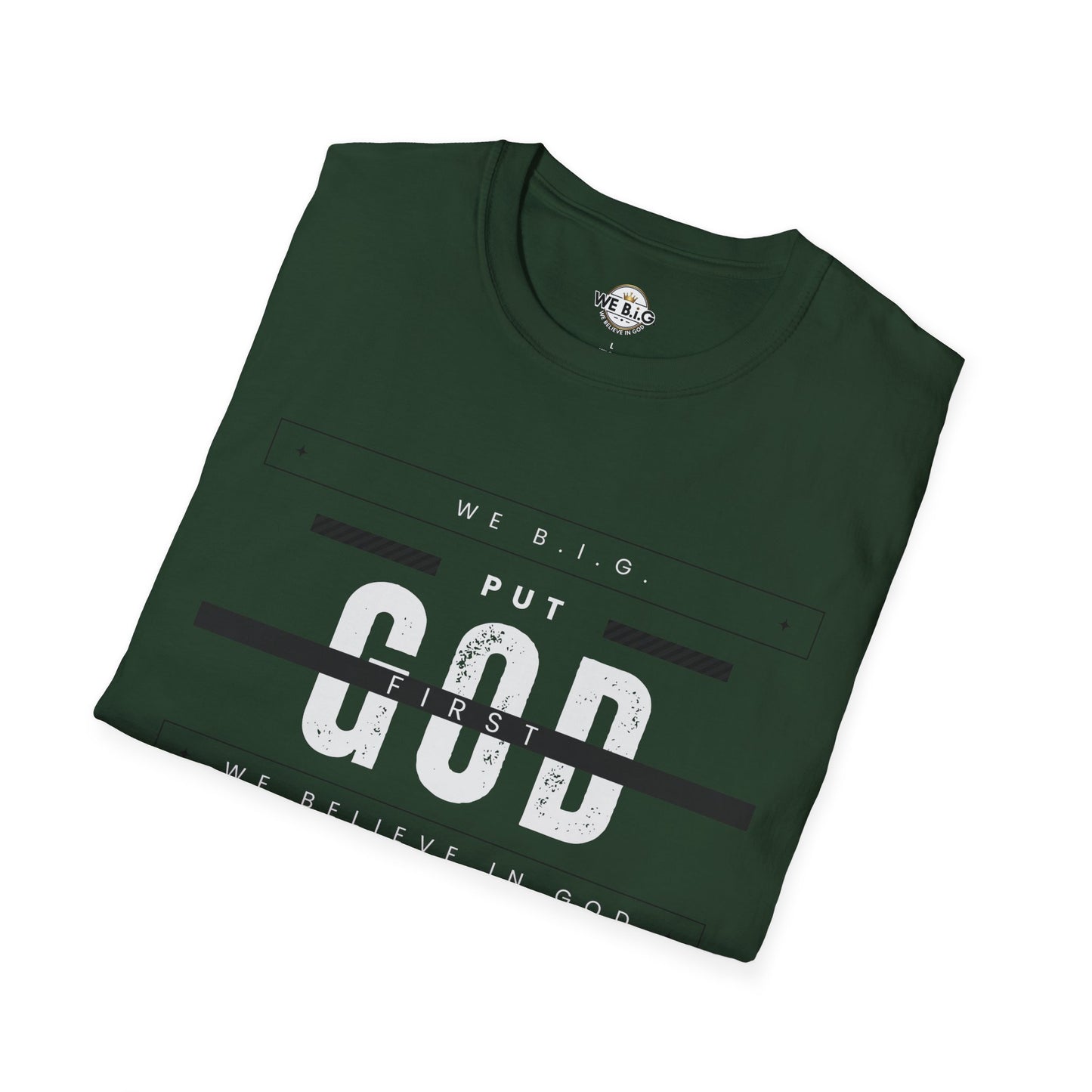 Put God First—Unisex Softstyle T-Shirt, Christian Tee, Faith-Based Apparel, Inspirational Gift, Spiritual Wear, Casual Faith Top