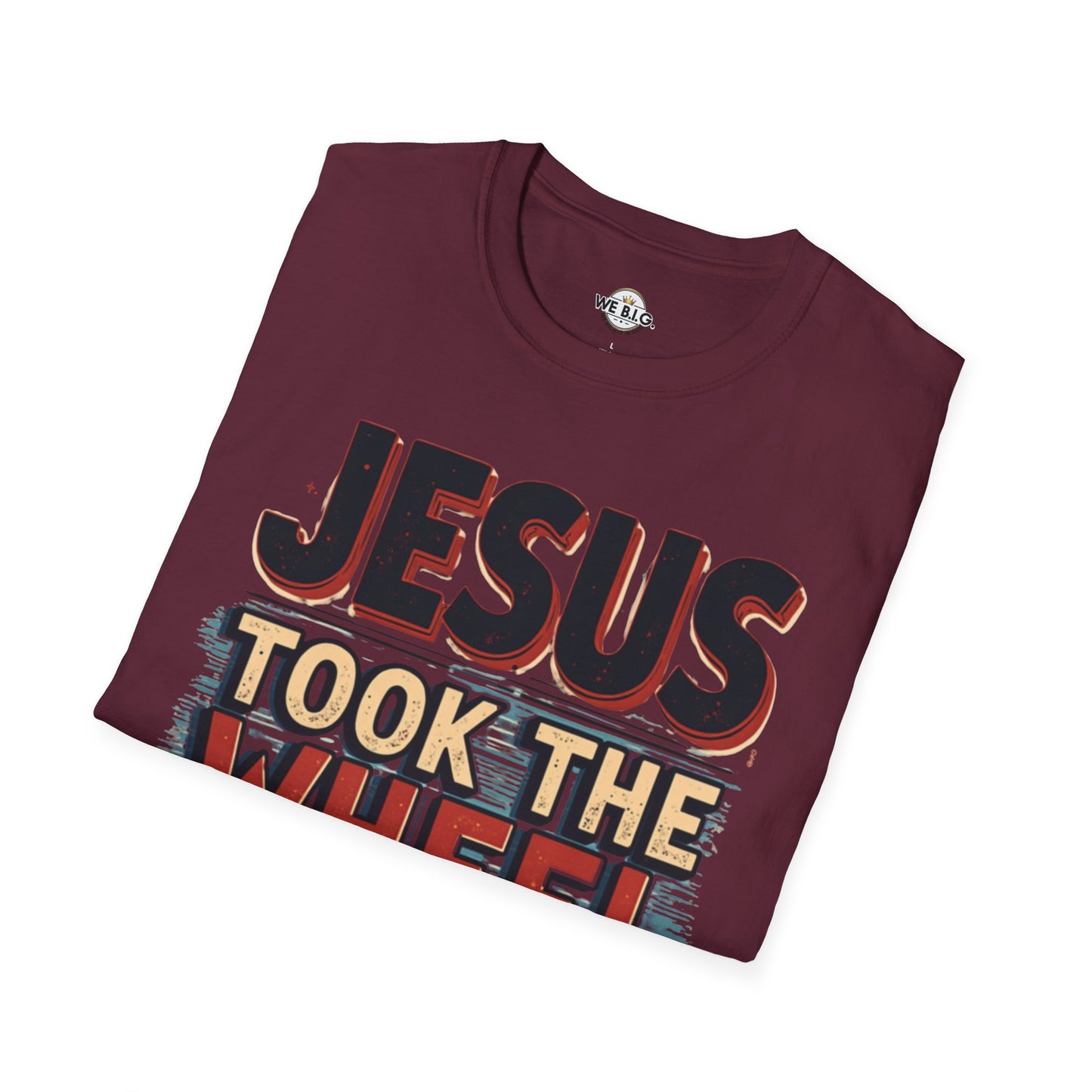 Jesus Took The Wheel Unisex Softstyle T-Shirt, Christian Apparel, Faith-Based Gift, Casual Wear, Unique Tee, Inspirational Shirt