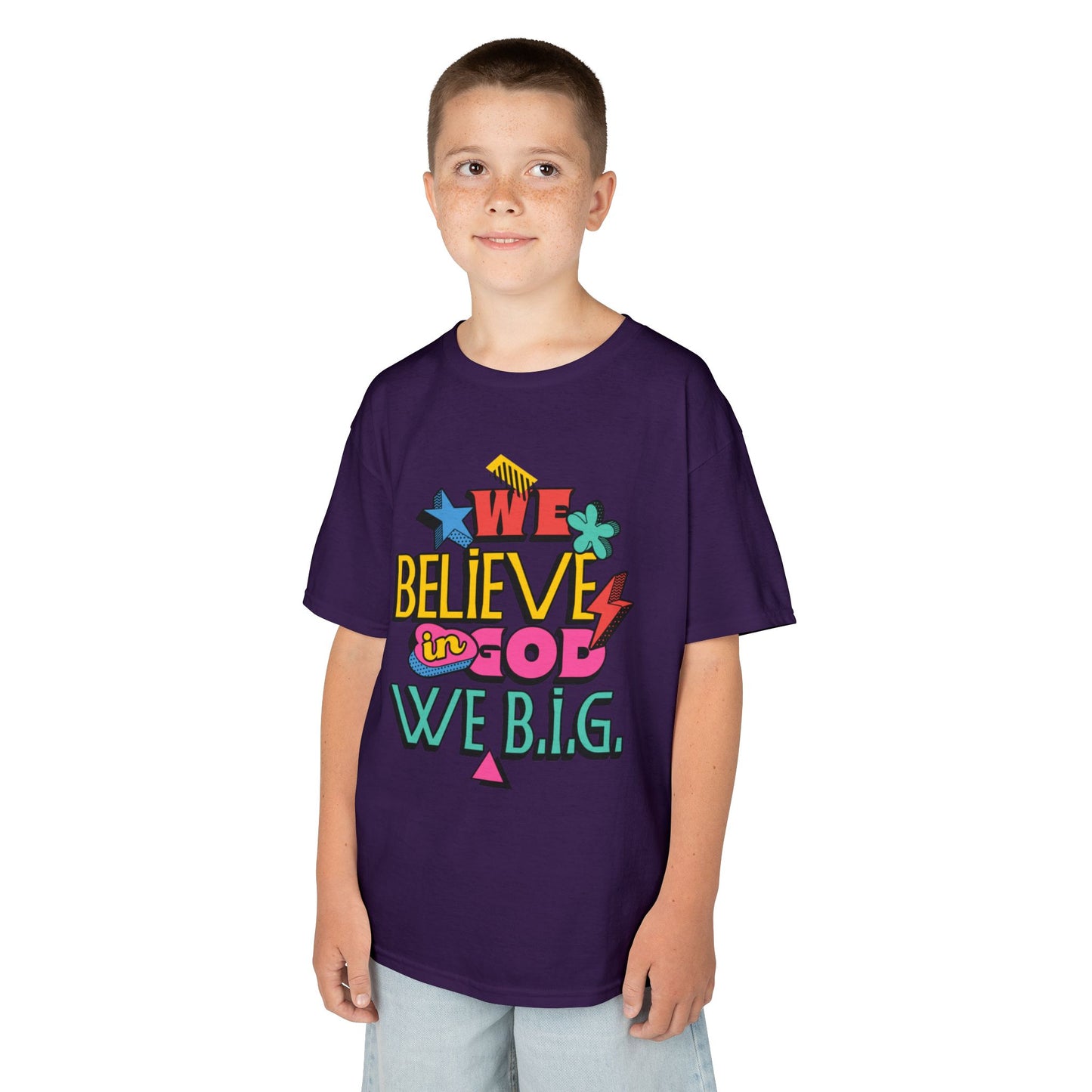 'We Believe in God, We B.I.G.' Motivational Shirt—Kids Inspirational Tee - Youth Casual Wear, Faith-Based, Birthday Gift, Everyday Outfit