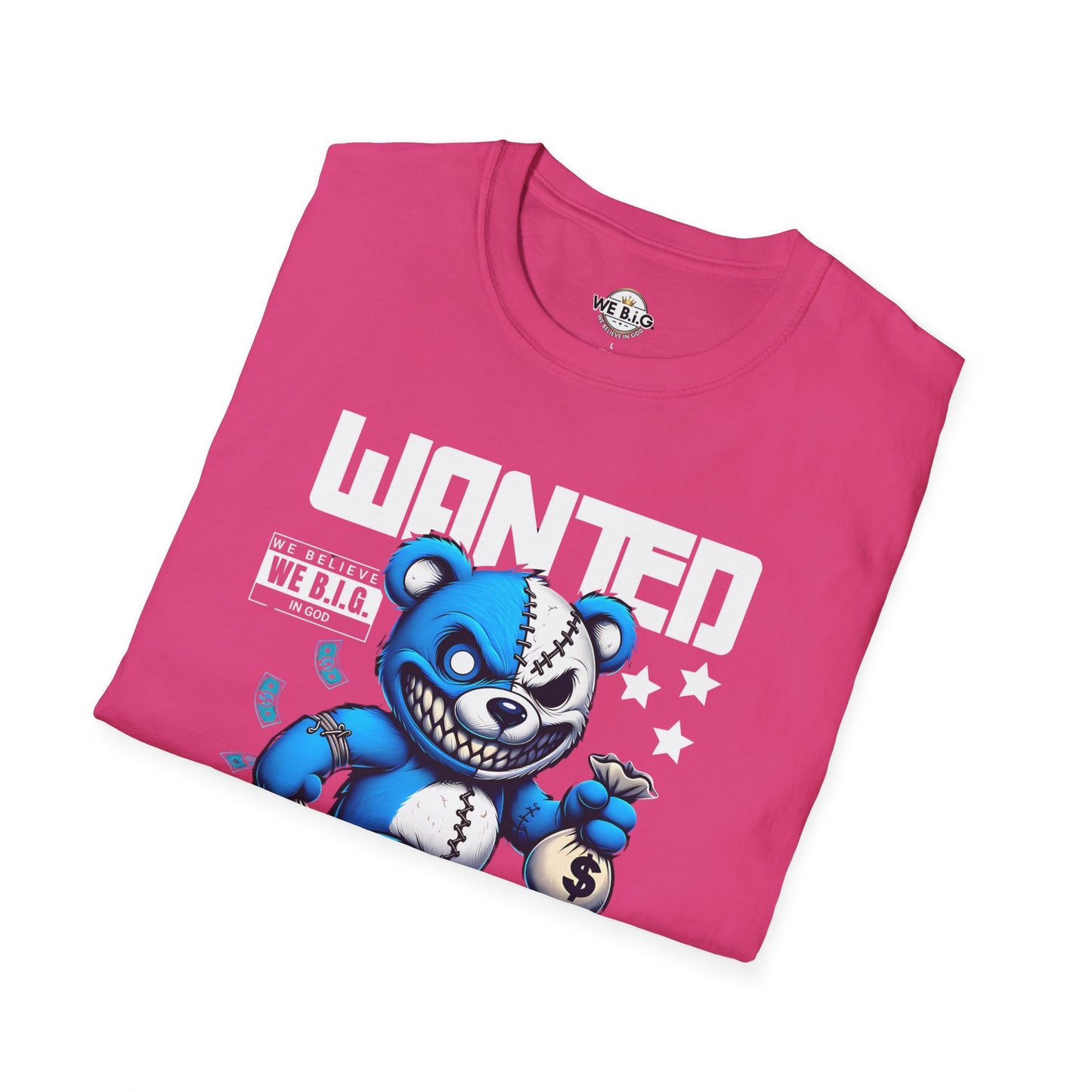 Wanted Bear Graphic T-Shirt | Unisex Softstyle Tee for Casual Wear, Perfect Gift for Birthdays, Holidays, and Everyday Style