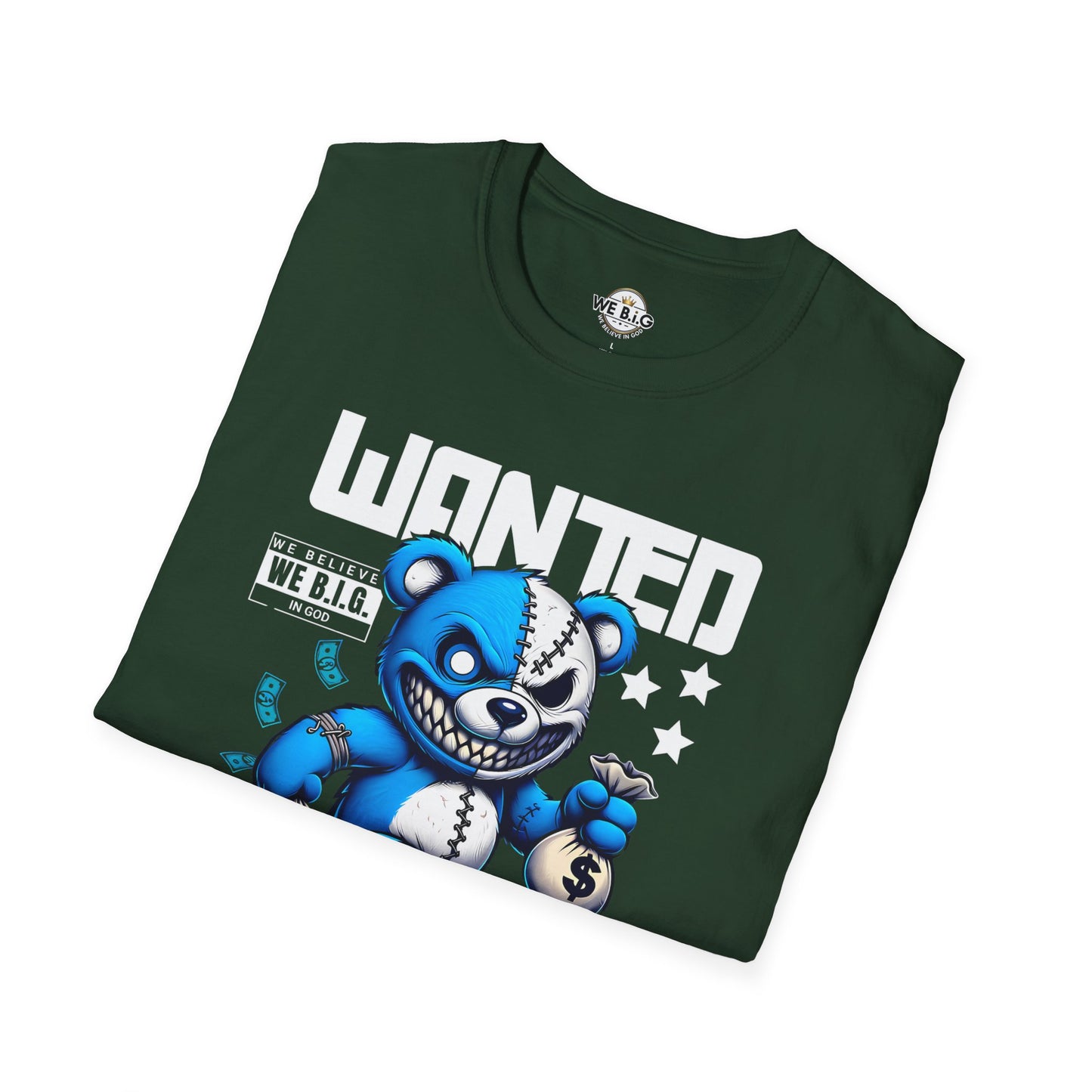 Wanted Bear Graphic T-Shirt | Unisex Softstyle Tee for Casual Wear, Perfect Gift for Birthdays, Holidays, and Everyday Style