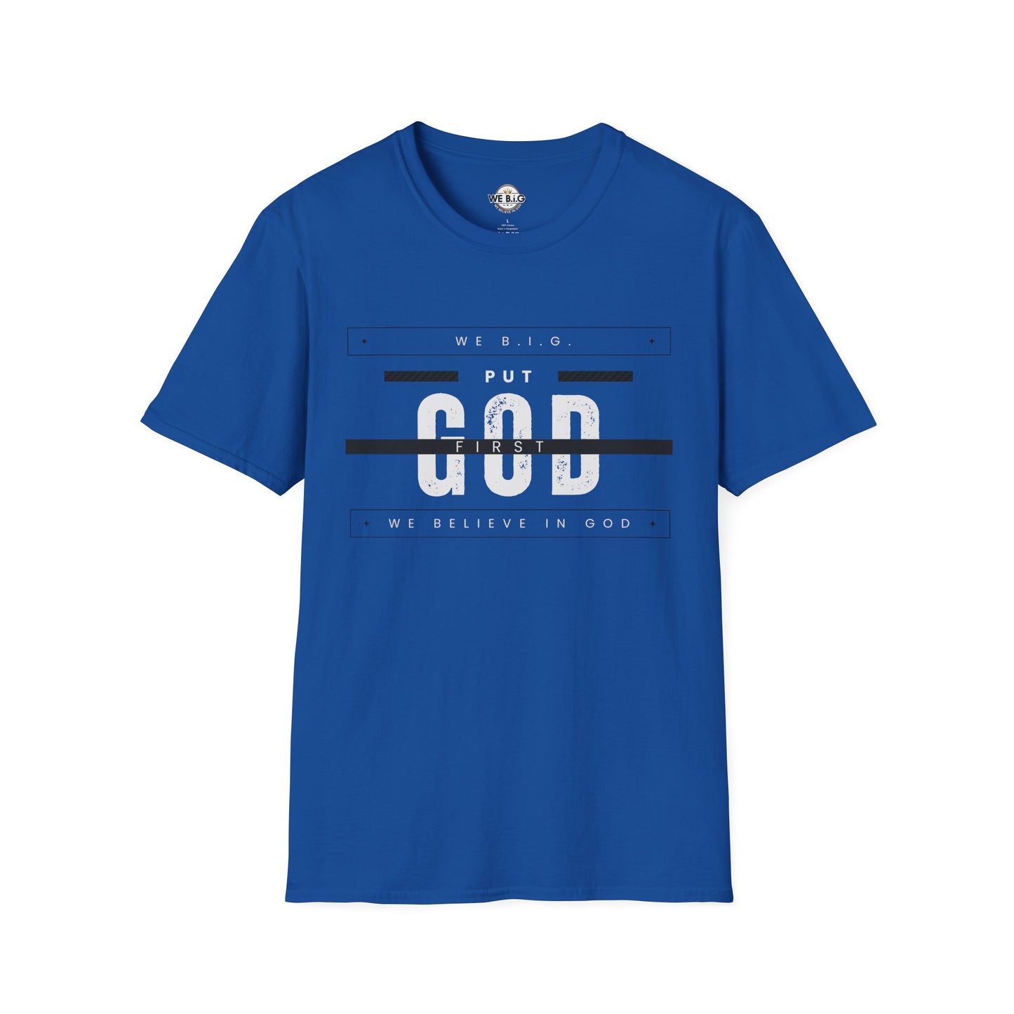 Put God First—Unisex Softstyle T-Shirt, Christian Tee, Faith-Based Apparel, Inspirational Gift, Spiritual Wear, Casual Faith Top