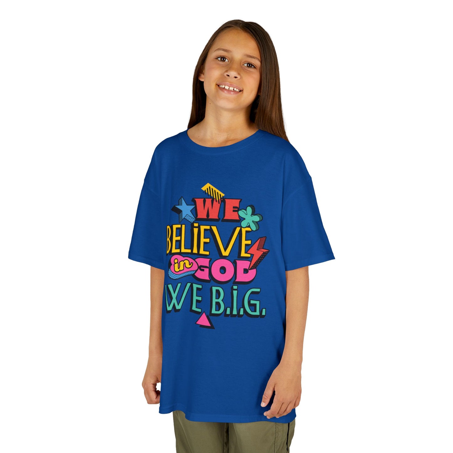 'We Believe in God, We B.I.G.' Motivational Shirt—Kids Inspirational Tee - Youth Casual Wear, Faith-Based, Birthday Gift, Everyday Outfit