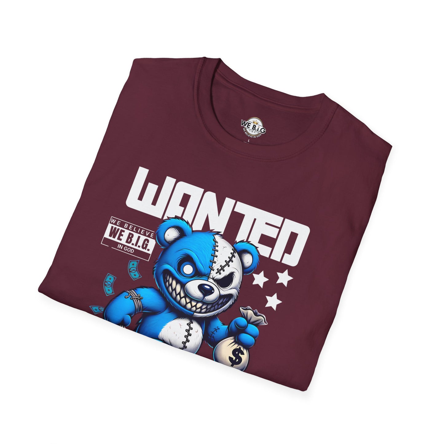 Wanted Bear Graphic T-Shirt | Unisex Softstyle Tee for Casual Wear, Perfect Gift for Birthdays, Holidays, and Everyday Style