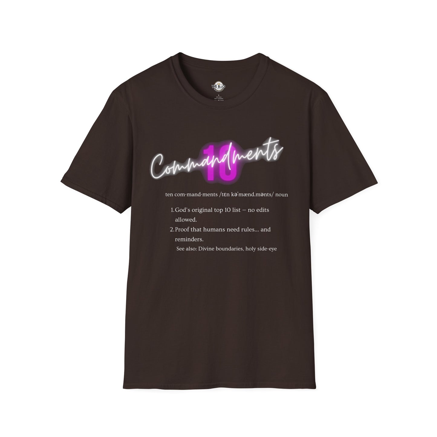 Neon 10 Commandments—Inspirational Unisex T-Shirt - Perfect for Faith, Motivation, Events, Gifts, and Everyday Style