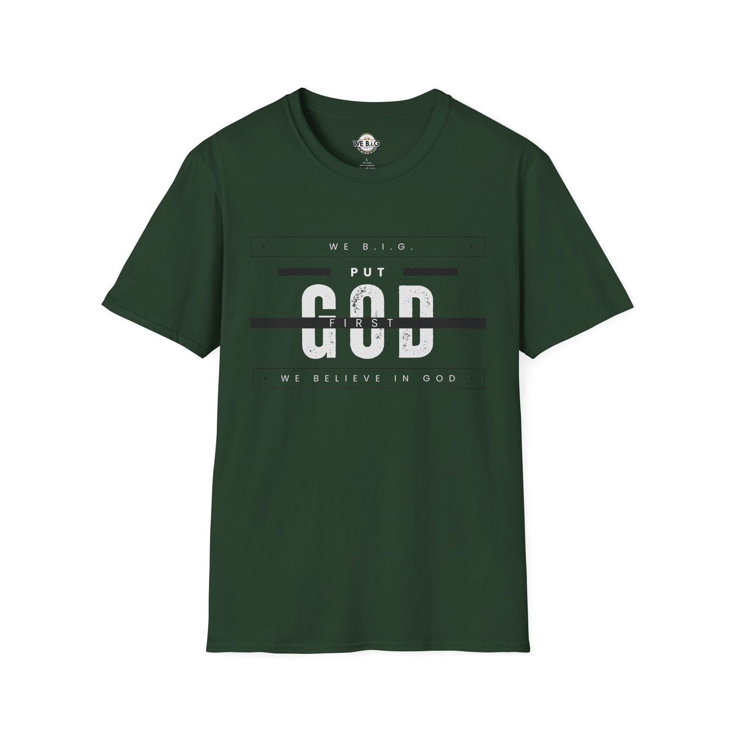 Put God First—Unisex Softstyle T-Shirt, Christian Tee, Faith-Based Apparel, Inspirational Gift, Spiritual Wear, Casual Faith Top
