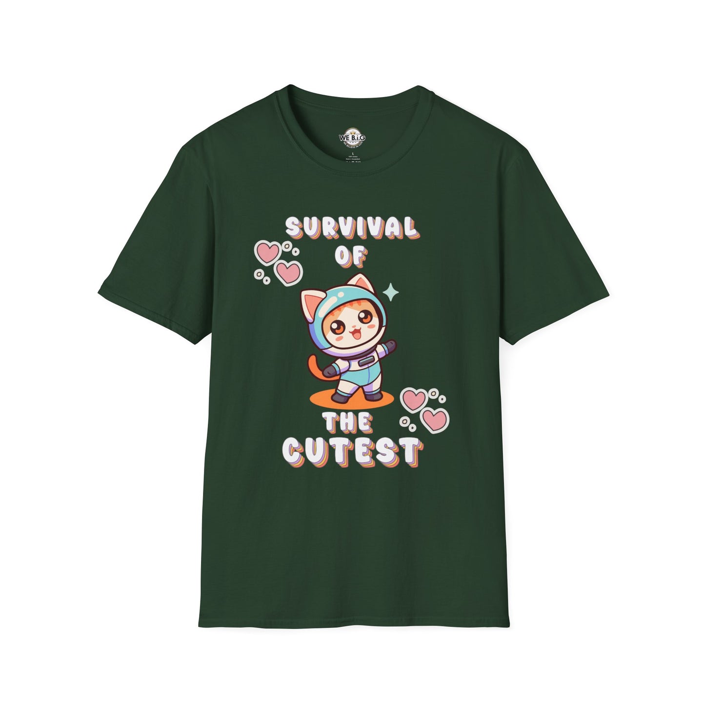 Survival of the Cutest Tee—Cute Cat Character Unisex T-Shirt, Gift for Cat Lovers, Fun Casual Wear, Kawaii Style Apparel