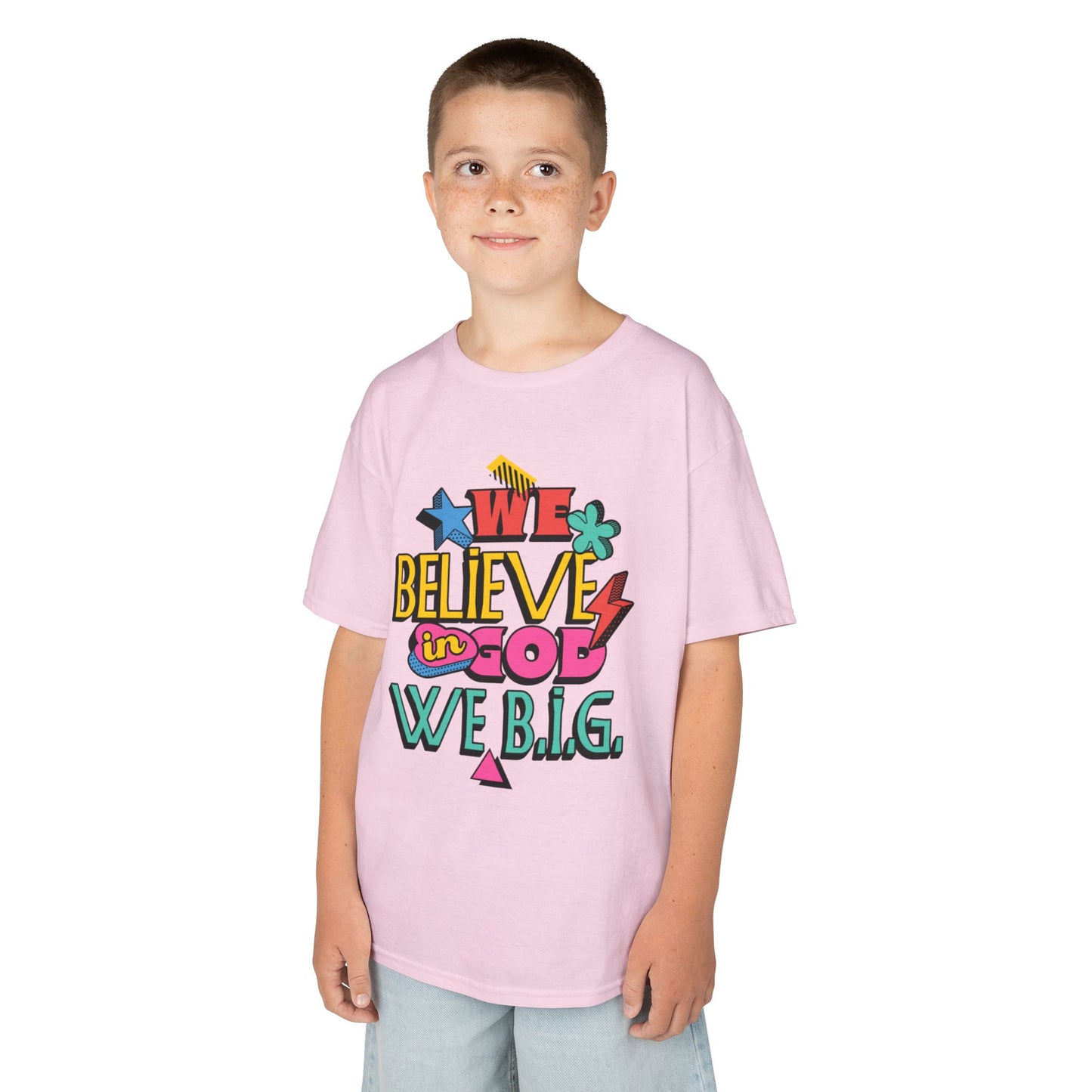 'We Believe in God, We B.I.G.' Motivational Shirt—Kids Inspirational Tee - Youth Casual Wear, Faith-Based, Birthday Gift, Everyday Outfit