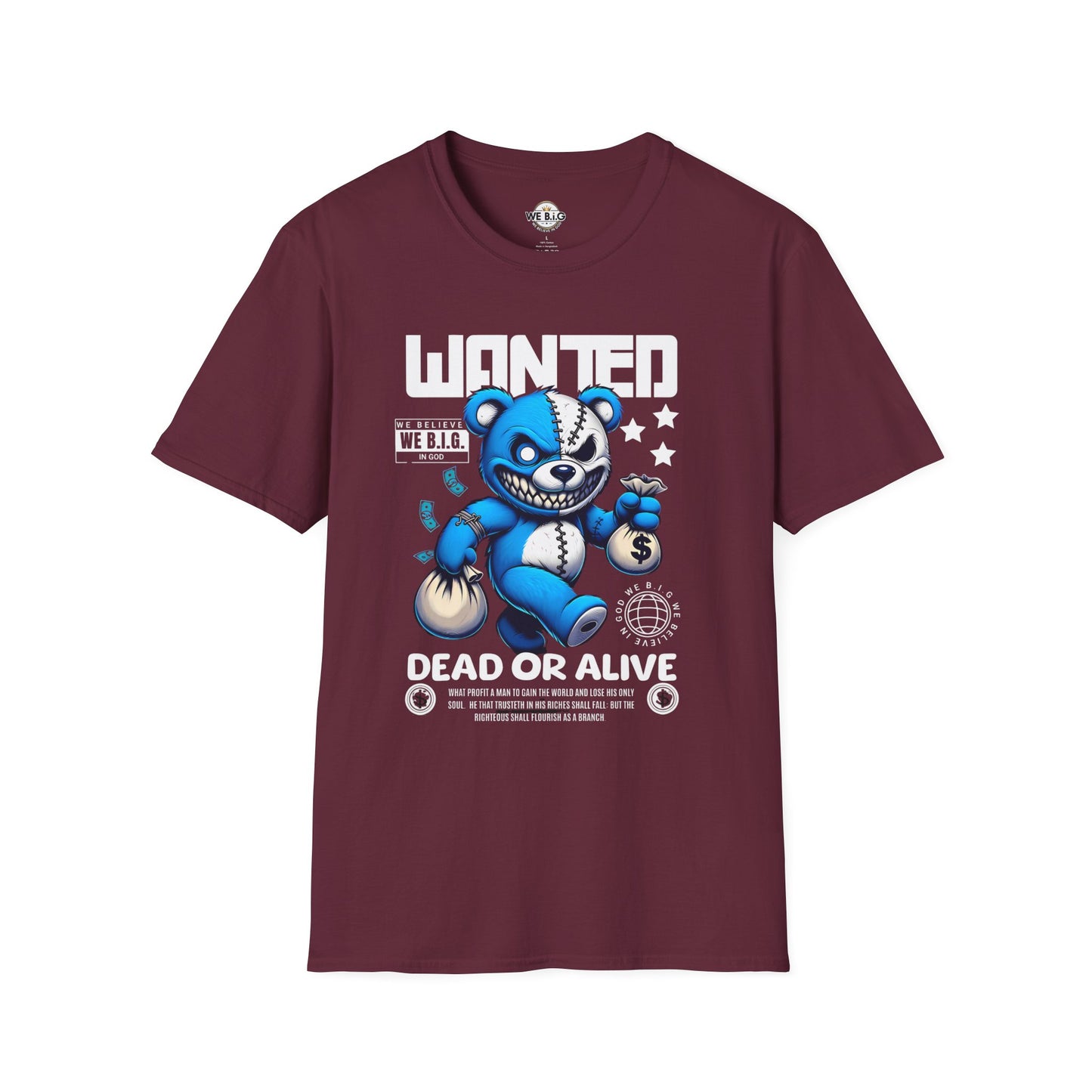 Wanted Bear Graphic T-Shirt | Unisex Softstyle Tee for Casual Wear, Perfect Gift for Birthdays, Holidays, and Everyday Style