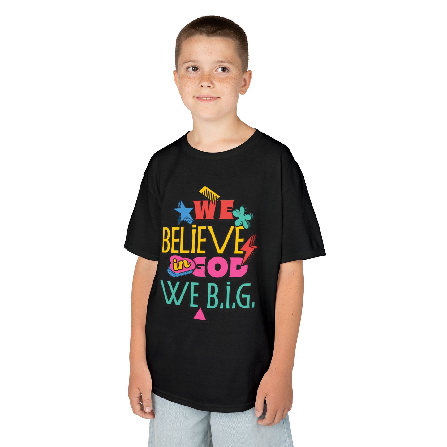'We Believe in God, We B.I.G.' Motivational Shirt—Kids Inspirational Tee - Youth Casual Wear, Faith-Based, Birthday Gift, Everyday Outfit