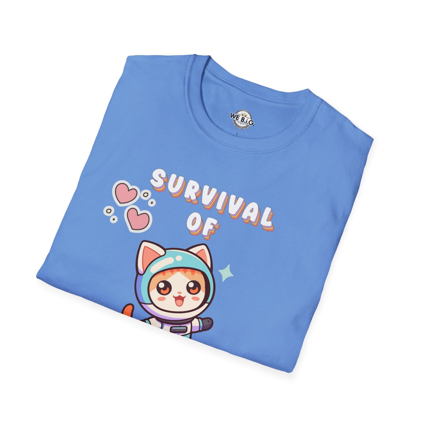 Survival of the Cutest Tee—Cute Cat Character Unisex T-Shirt, Gift for Cat Lovers, Fun Casual Wear, Kawaii Style Apparel