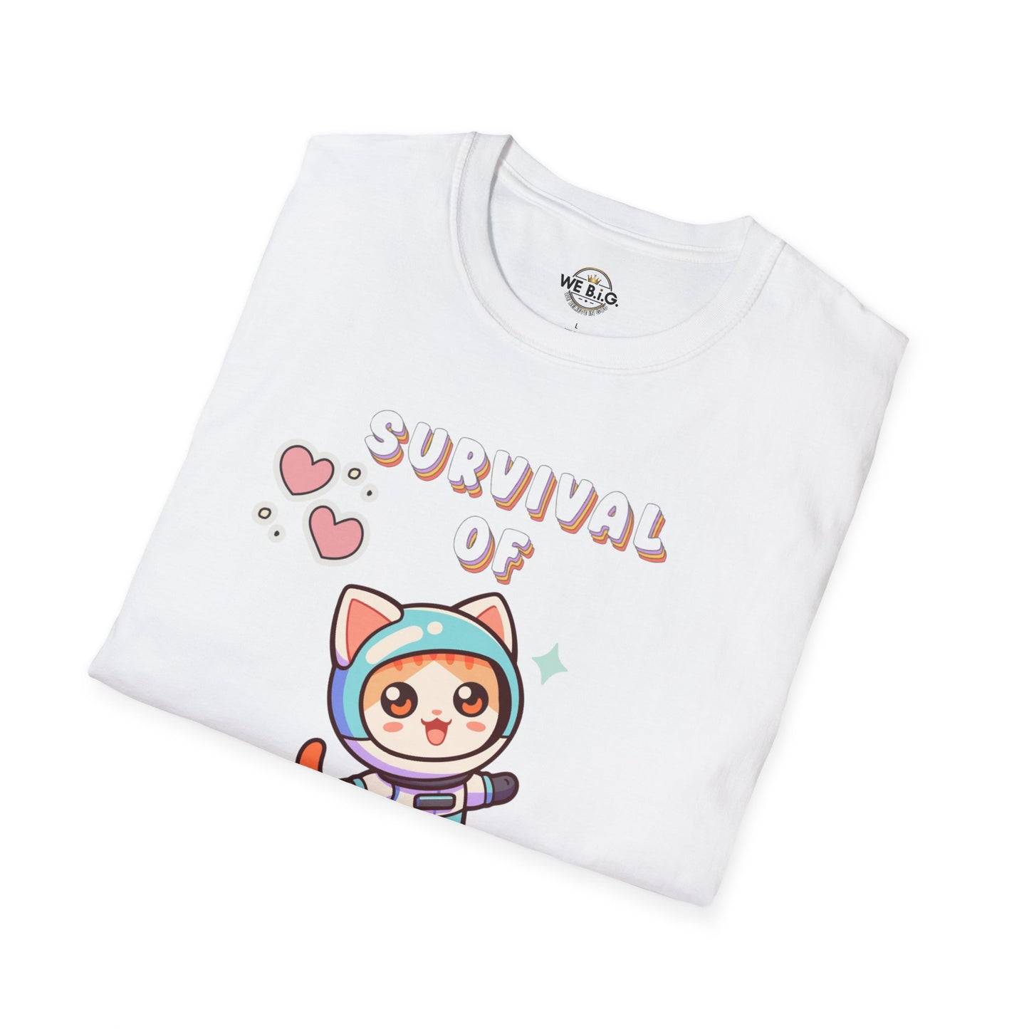 Survival of the Cutest Tee—Cute Cat Character Unisex T-Shirt, Gift for Cat Lovers, Fun Casual Wear, Kawaii Style Apparel