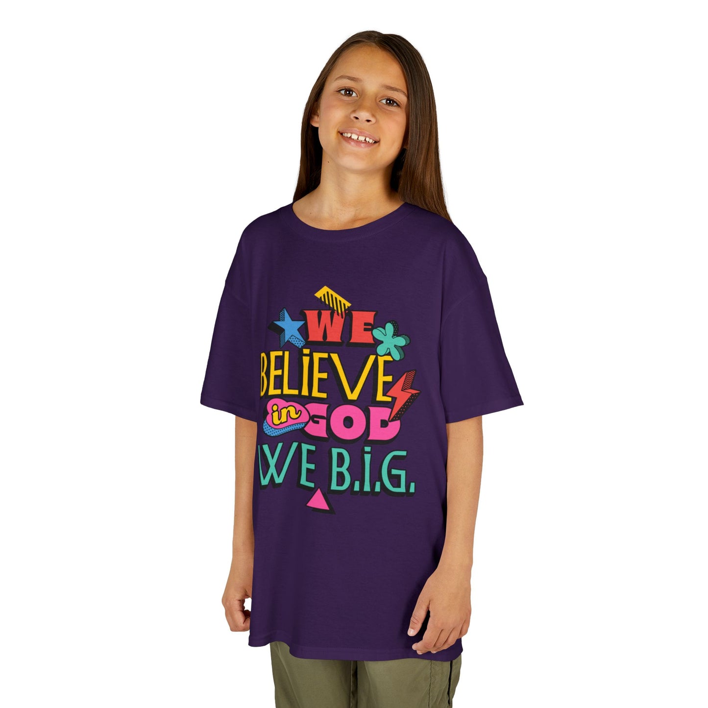 'We Believe in God, We B.I.G.' Motivational Shirt—Kids Inspirational Tee - Youth Casual Wear, Faith-Based, Birthday Gift, Everyday Outfit