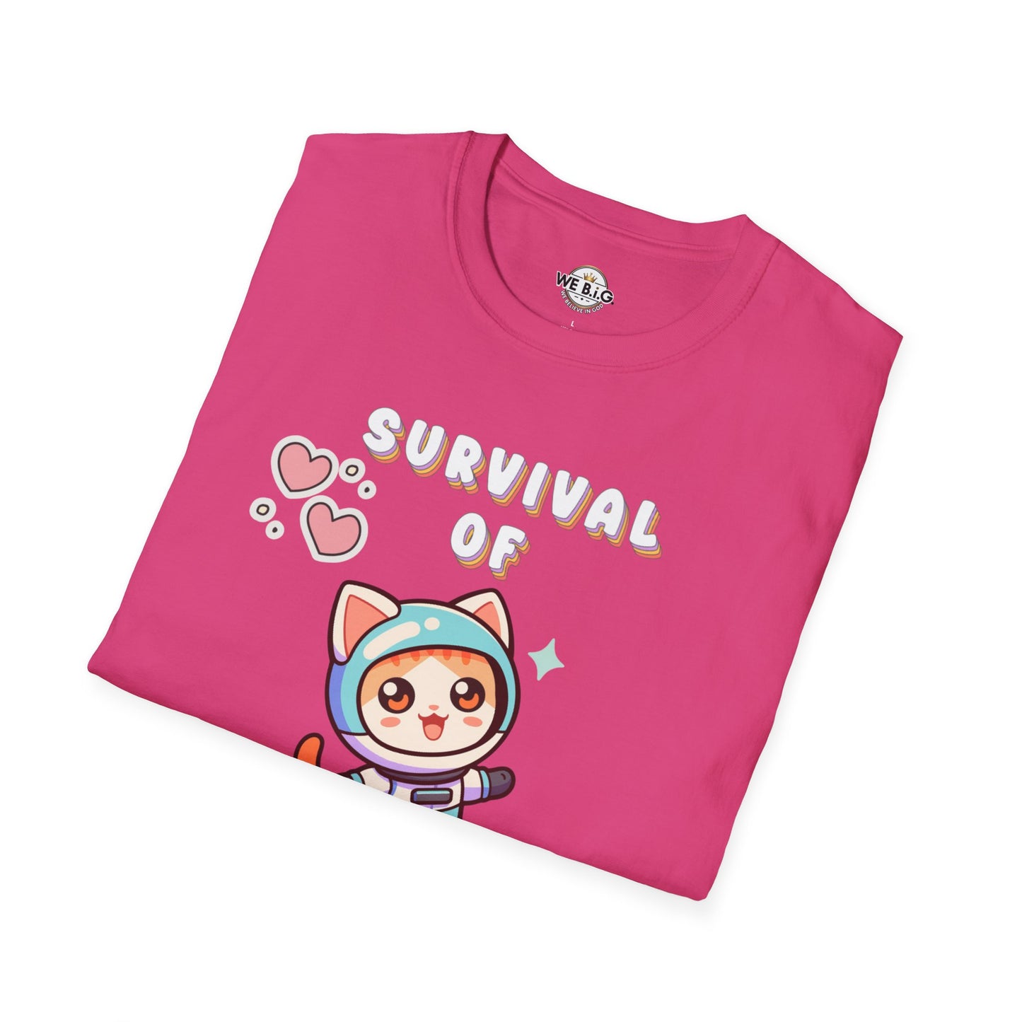 Survival of the Cutest Tee—Cute Cat Character Unisex T-Shirt, Gift for Cat Lovers, Fun Casual Wear, Kawaii Style Apparel