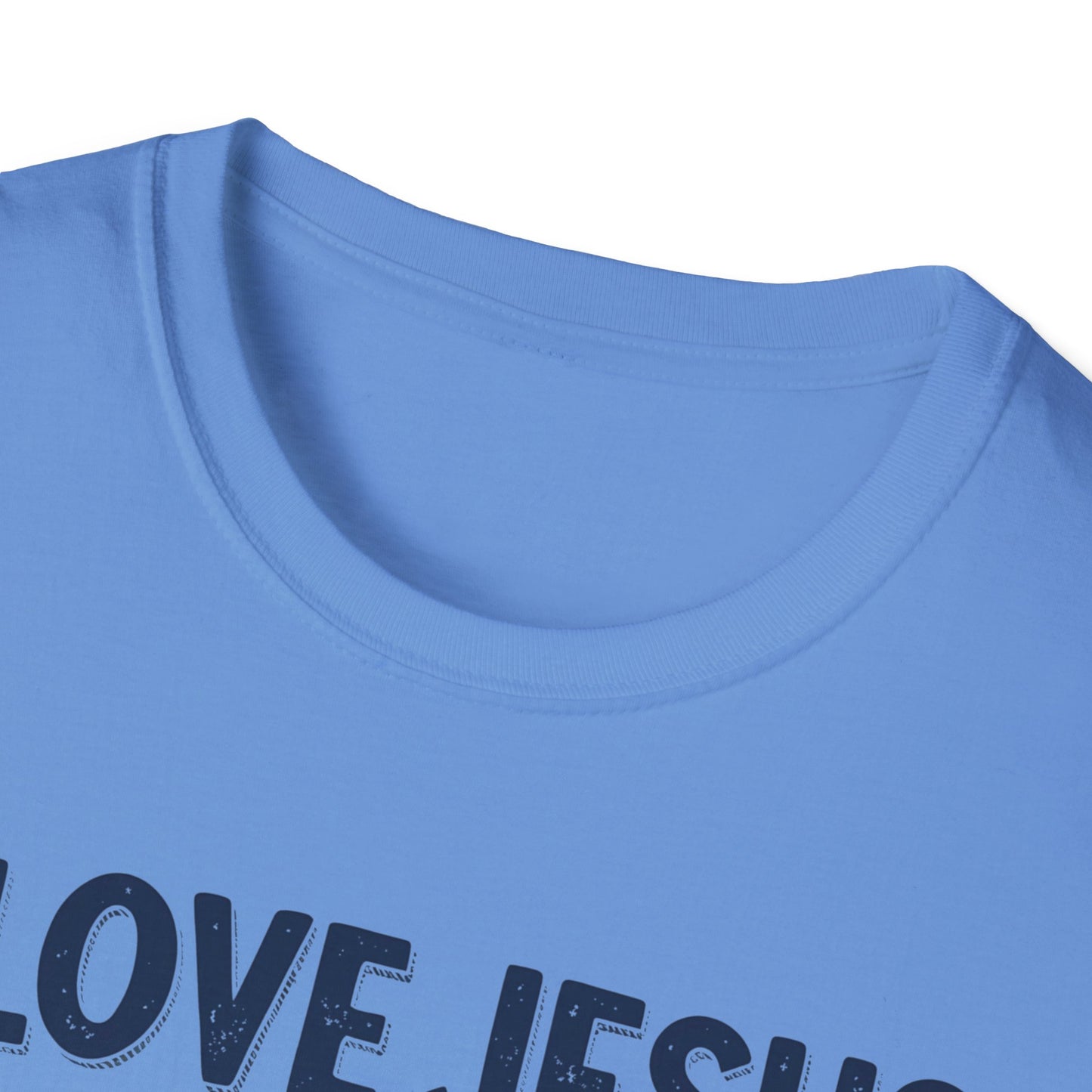 Christian Slogan T-Shirt - I Love Jesus, But Some of Y'all Pushin' It (Blue Letters)