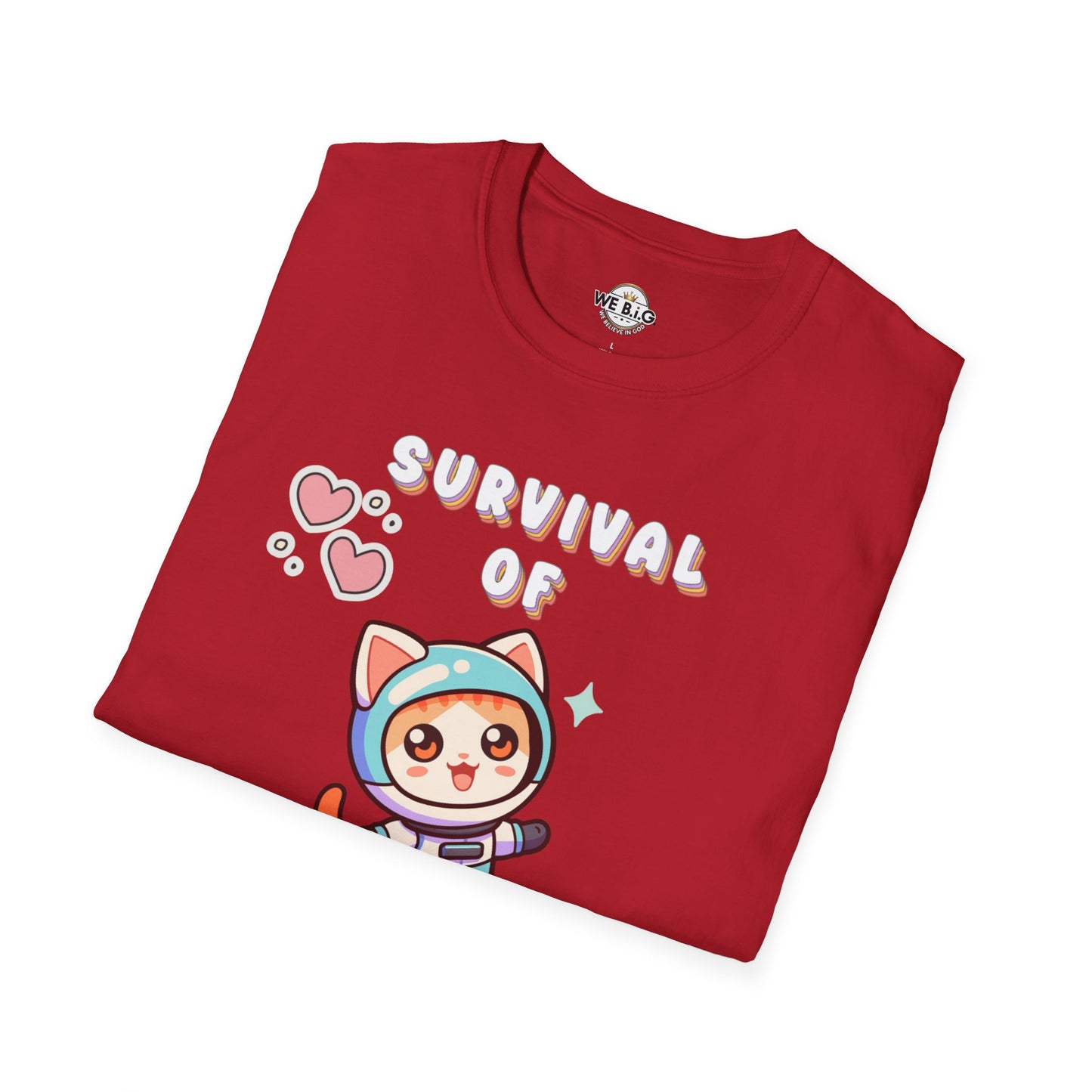Survival of the Cutest Tee—Cute Cat Character Unisex T-Shirt, Gift for Cat Lovers, Fun Casual Wear, Kawaii Style Apparel
