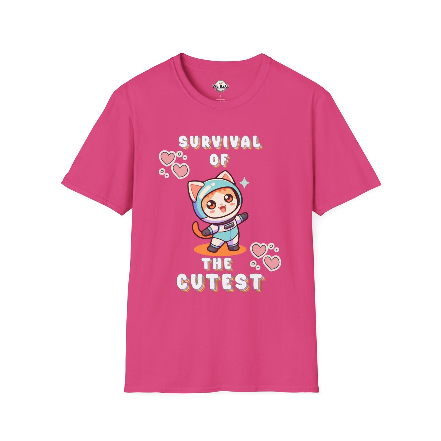 Survival of the Cutest Tee—Cute Cat Character Unisex T-Shirt, Gift for Cat Lovers, Fun Casual Wear, Kawaii Style Apparel