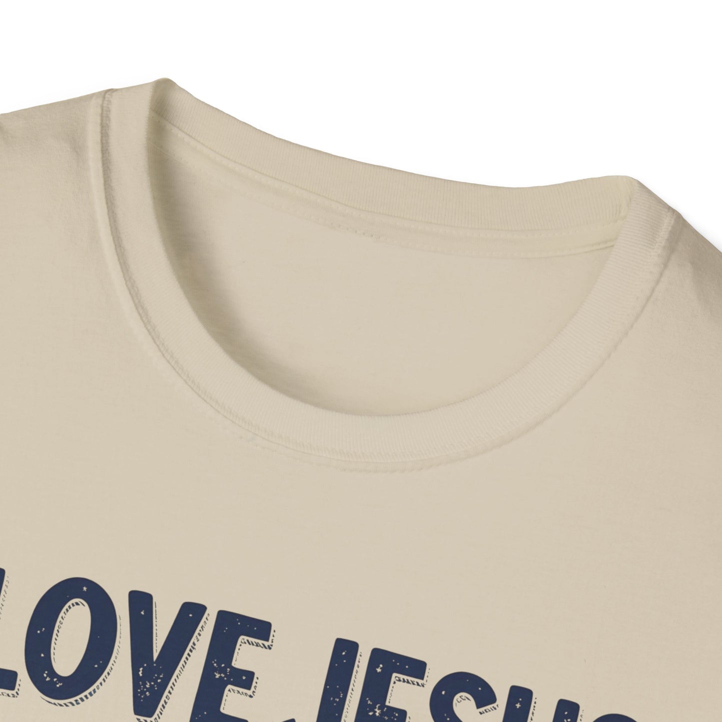 Christian Slogan T-Shirt - I Love Jesus, But Some of Y'all Pushin' It (Blue Letters)