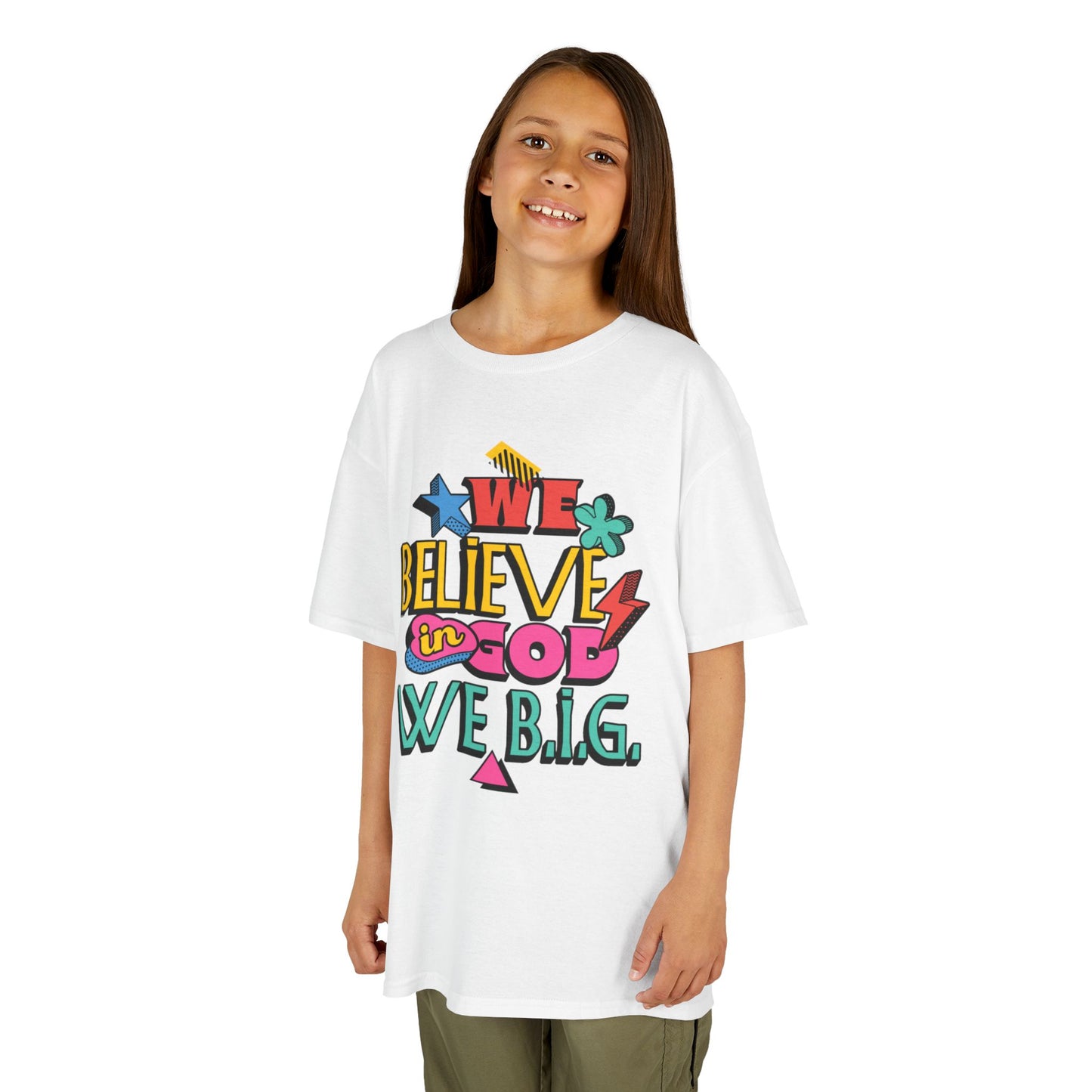'We Believe in God, We B.I.G.' Motivational Shirt—Kids Inspirational Tee - Youth Casual Wear, Faith-Based, Birthday Gift, Everyday Outfit
