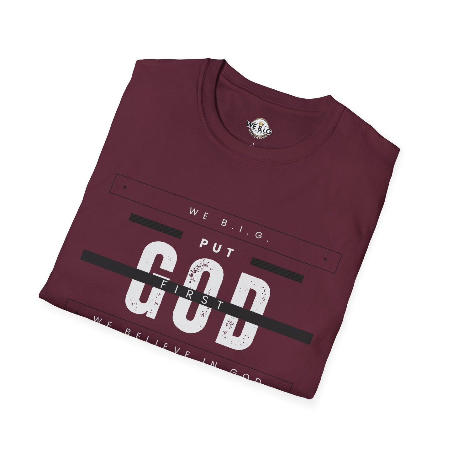 Put God First—Unisex Softstyle T-Shirt, Christian Tee, Faith-Based Apparel, Inspirational Gift, Spiritual Wear, Casual Faith Top