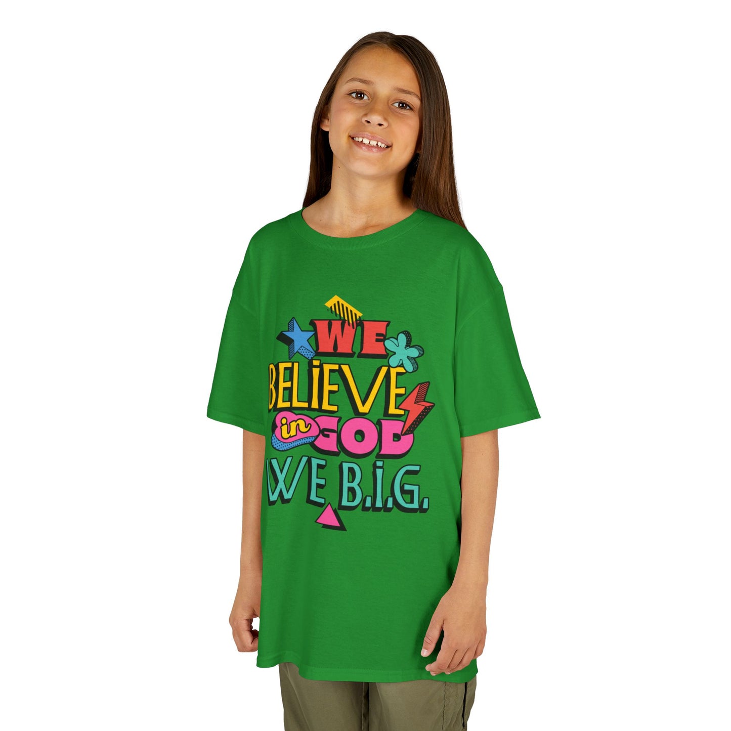 'We Believe in God, We B.I.G.' Motivational Shirt—Kids Inspirational Tee - Youth Casual Wear, Faith-Based, Birthday Gift, Everyday Outfit