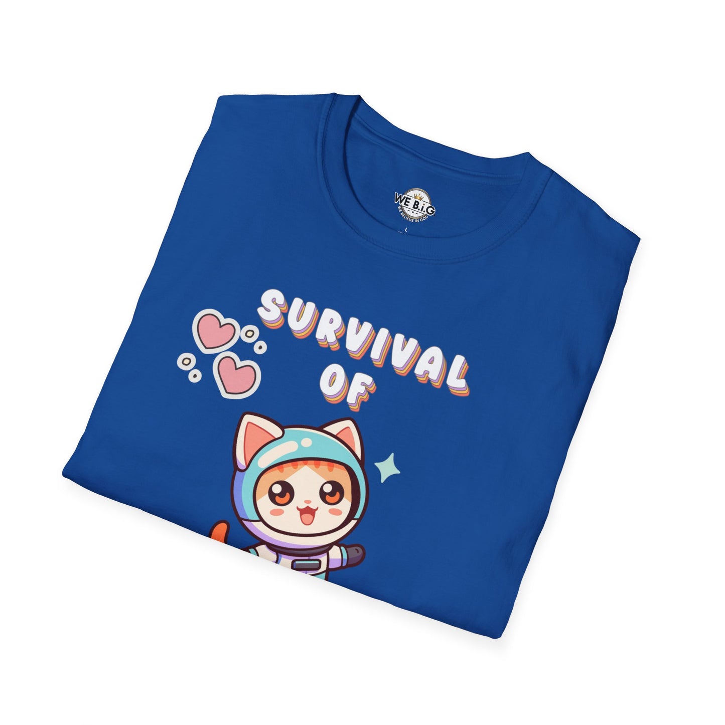 Survival of the Cutest Tee—Cute Cat Character Unisex T-Shirt, Gift for Cat Lovers, Fun Casual Wear, Kawaii Style Apparel