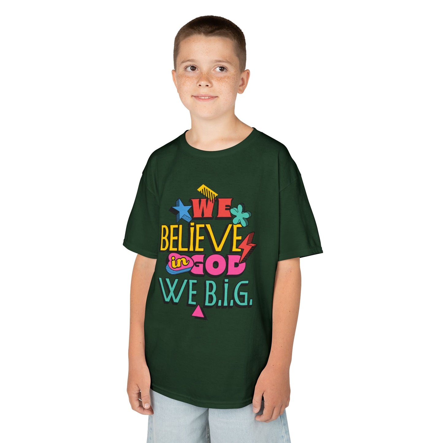 'We Believe in God, We B.I.G.' Motivational Shirt—Kids Inspirational Tee - Youth Casual Wear, Faith-Based, Birthday Gift, Everyday Outfit