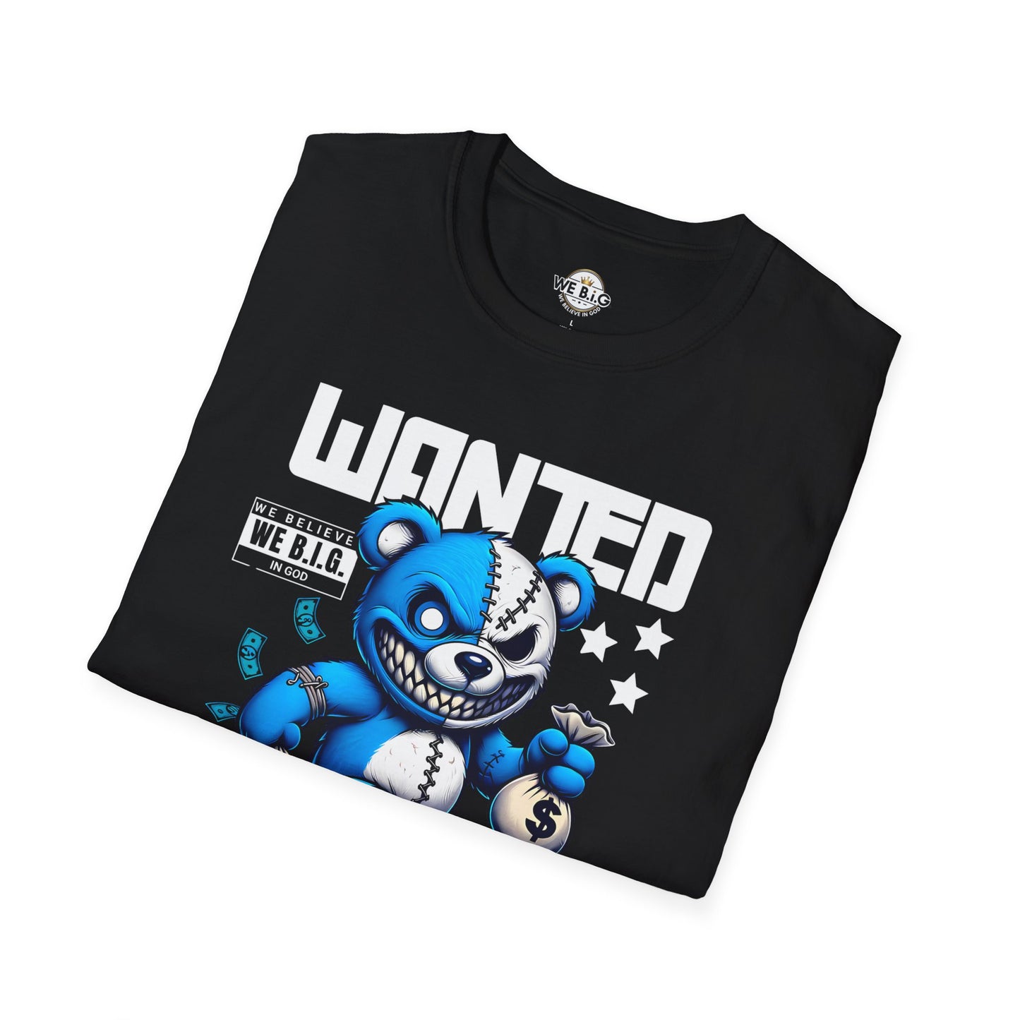 Wanted Bear Graphic T-Shirt | Unisex Softstyle Tee for Casual Wear, Perfect Gift for Birthdays, Holidays, and Everyday Style