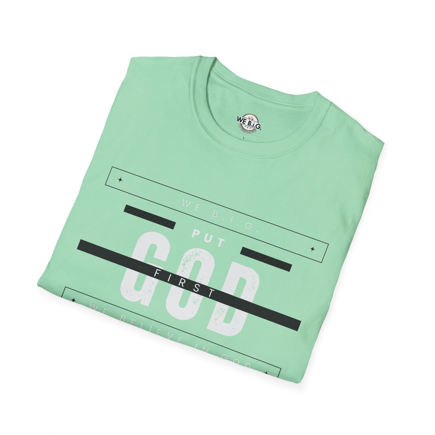 Put God First—Unisex Softstyle T-Shirt, Christian Tee, Faith-Based Apparel, Inspirational Gift, Spiritual Wear, Casual Faith Top