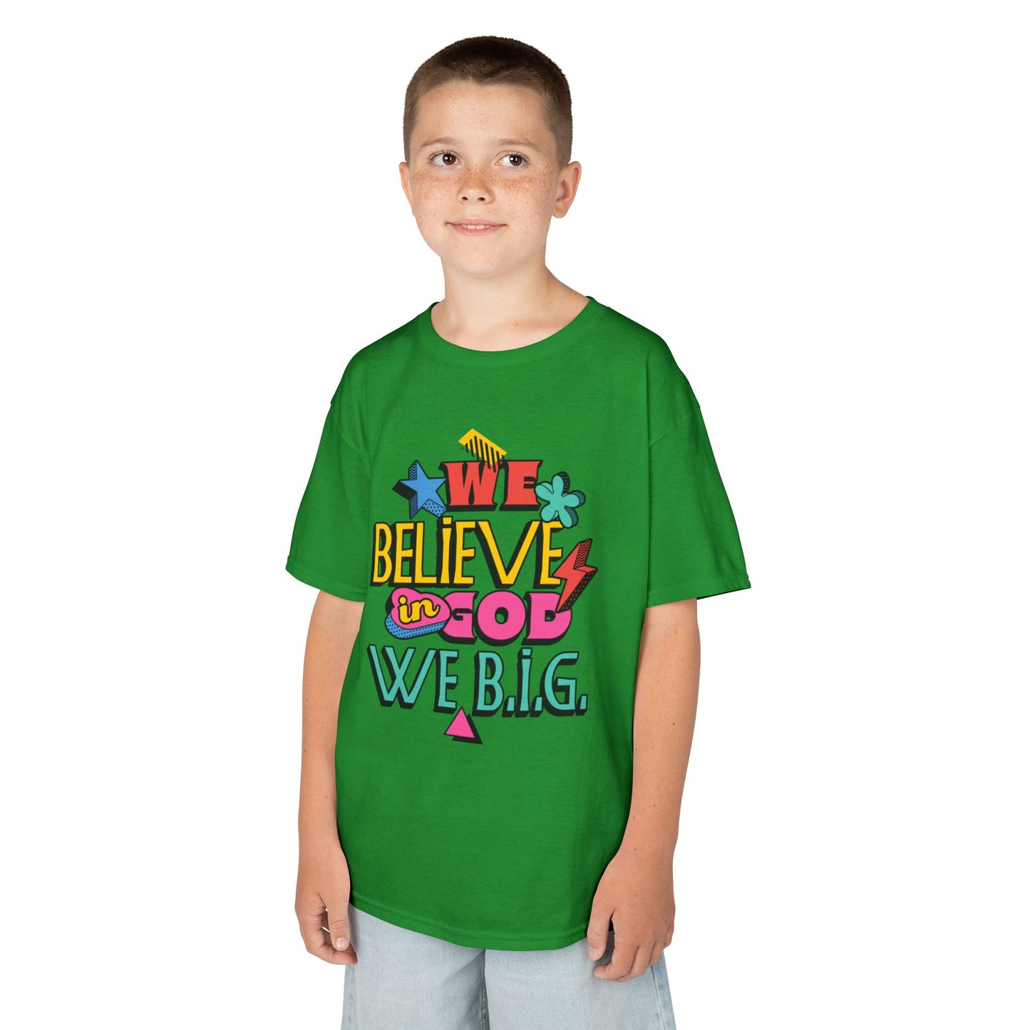 'We Believe in God, We B.I.G.' Motivational Shirt—Kids Inspirational Tee - Youth Casual Wear, Faith-Based, Birthday Gift, Everyday Outfit