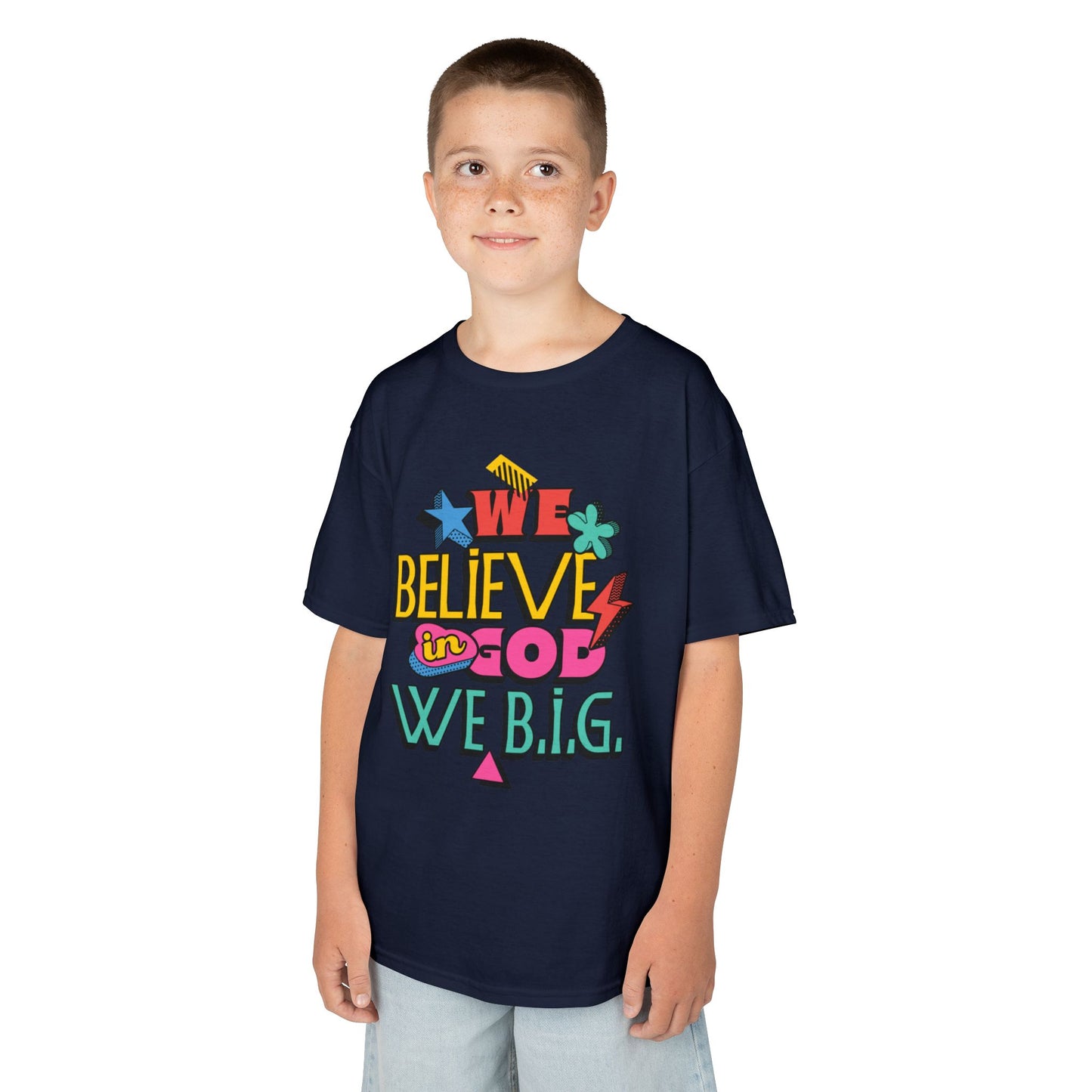 'We Believe in God, We B.I.G.' Motivational Shirt—Kids Inspirational Tee - Youth Casual Wear, Faith-Based, Birthday Gift, Everyday Outfit