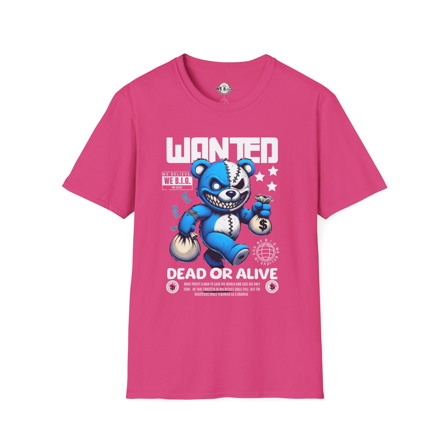Wanted Bear Graphic T-Shirt | Unisex Softstyle Tee for Casual Wear, Perfect Gift for Birthdays, Holidays, and Everyday Style
