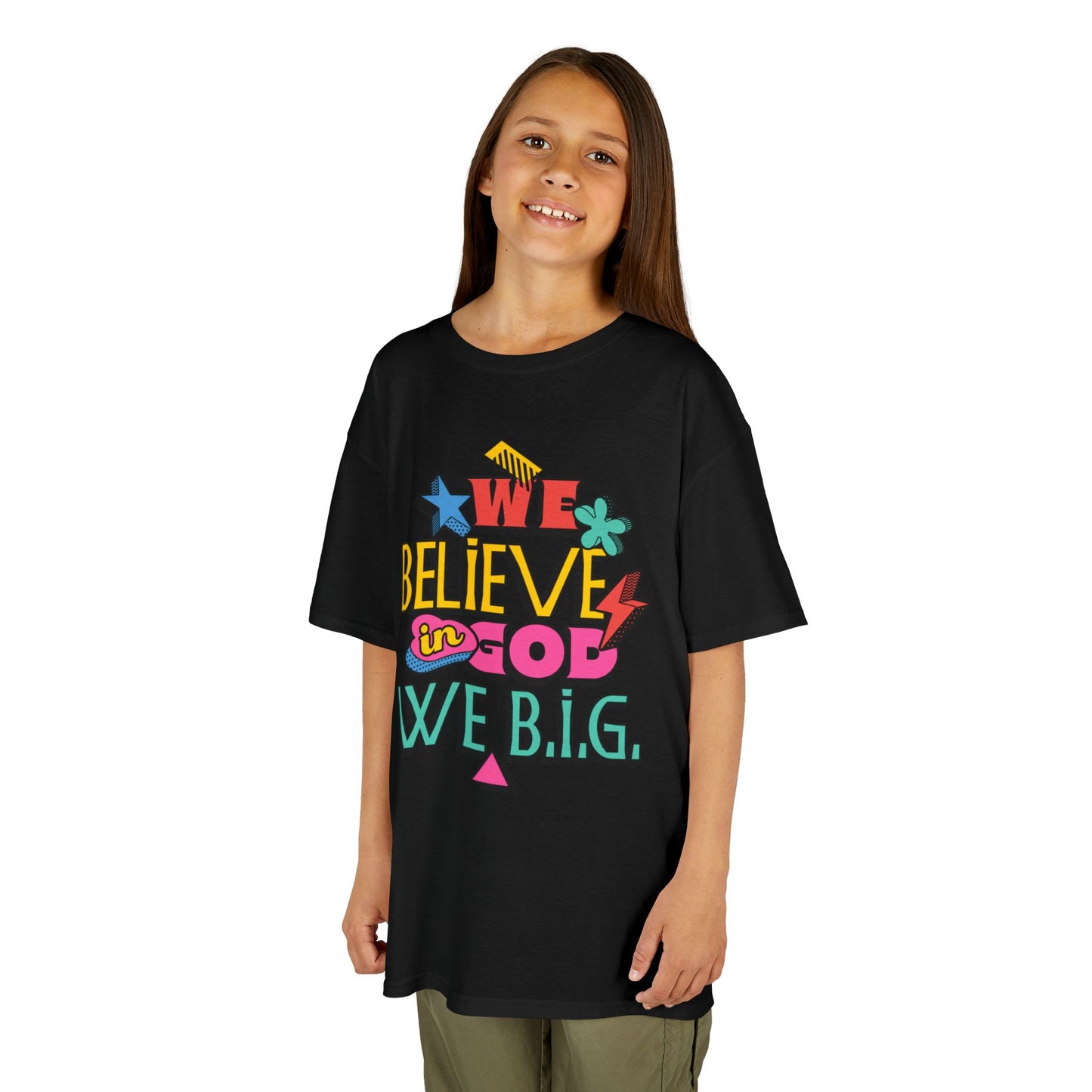 'We Believe in God, We B.I.G.' Motivational Shirt—Kids Inspirational Tee - Youth Casual Wear, Faith-Based, Birthday Gift, Everyday Outfit