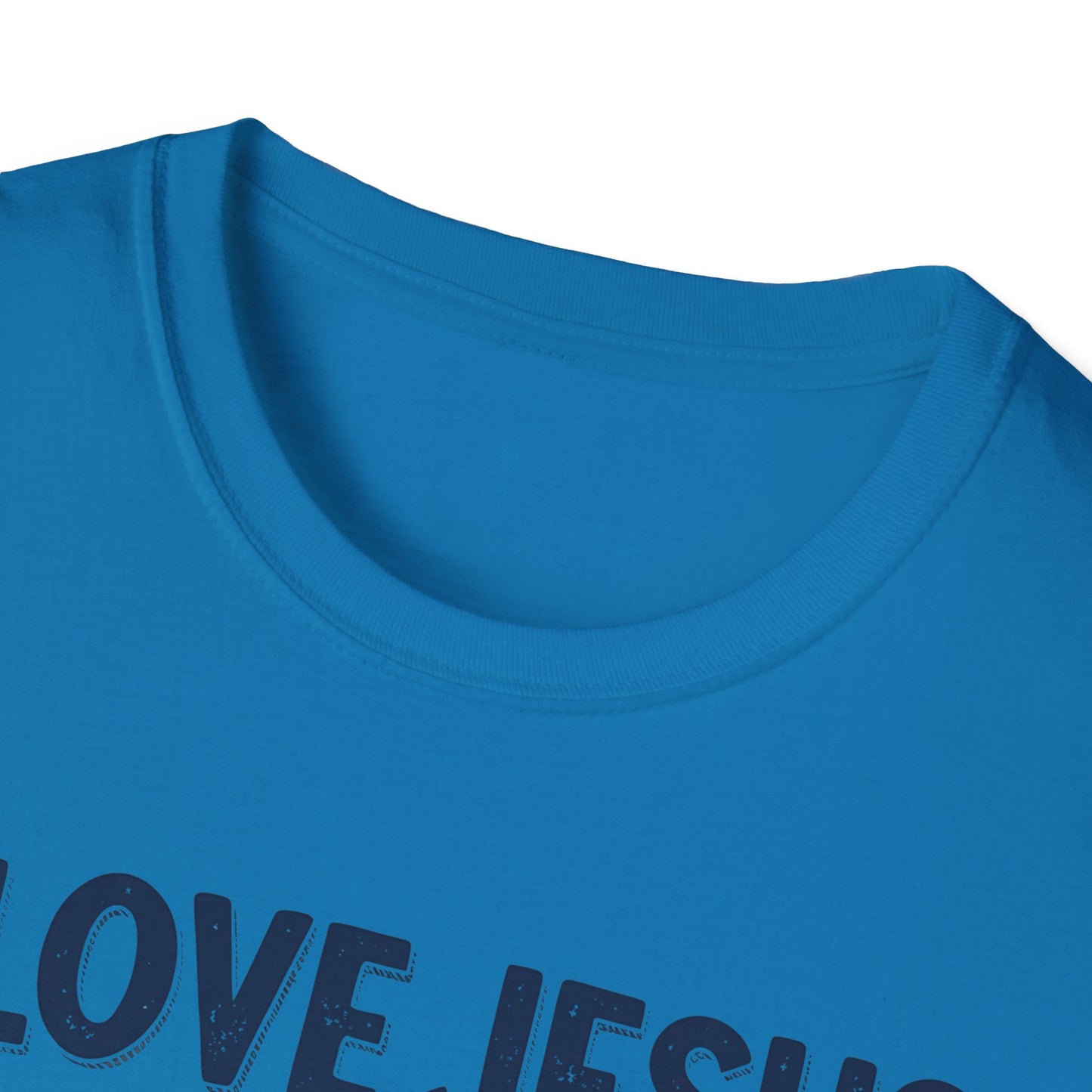 Christian Slogan T-Shirt - I Love Jesus, But Some of Y'all Pushin' It (Blue Letters)