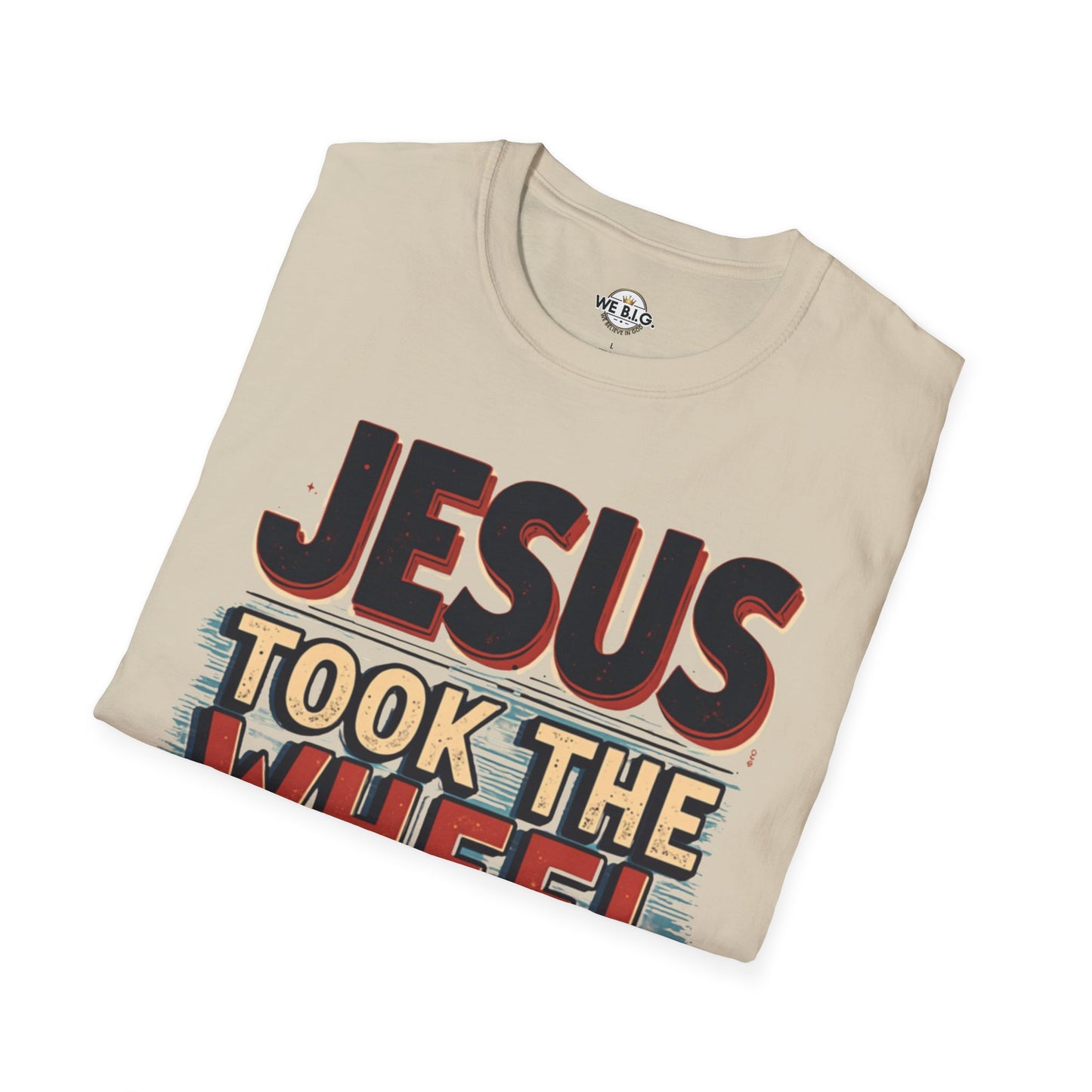 Jesus Took The Wheel Unisex Softstyle T-Shirt, Christian Apparel, Faith-Based Gift, Casual Wear, Unique Tee, Inspirational Shirt