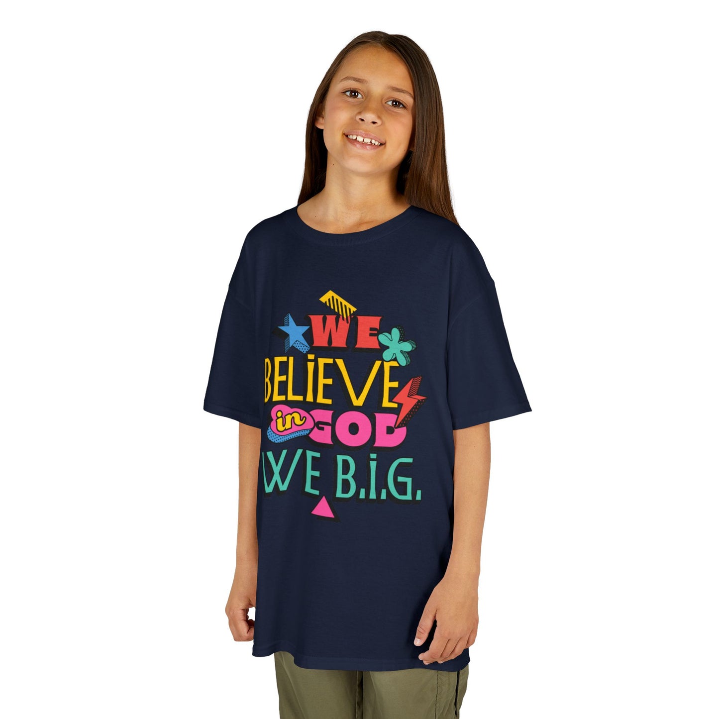 'We Believe in God, We B.I.G.' Motivational Shirt—Kids Inspirational Tee - Youth Casual Wear, Faith-Based, Birthday Gift, Everyday Outfit
