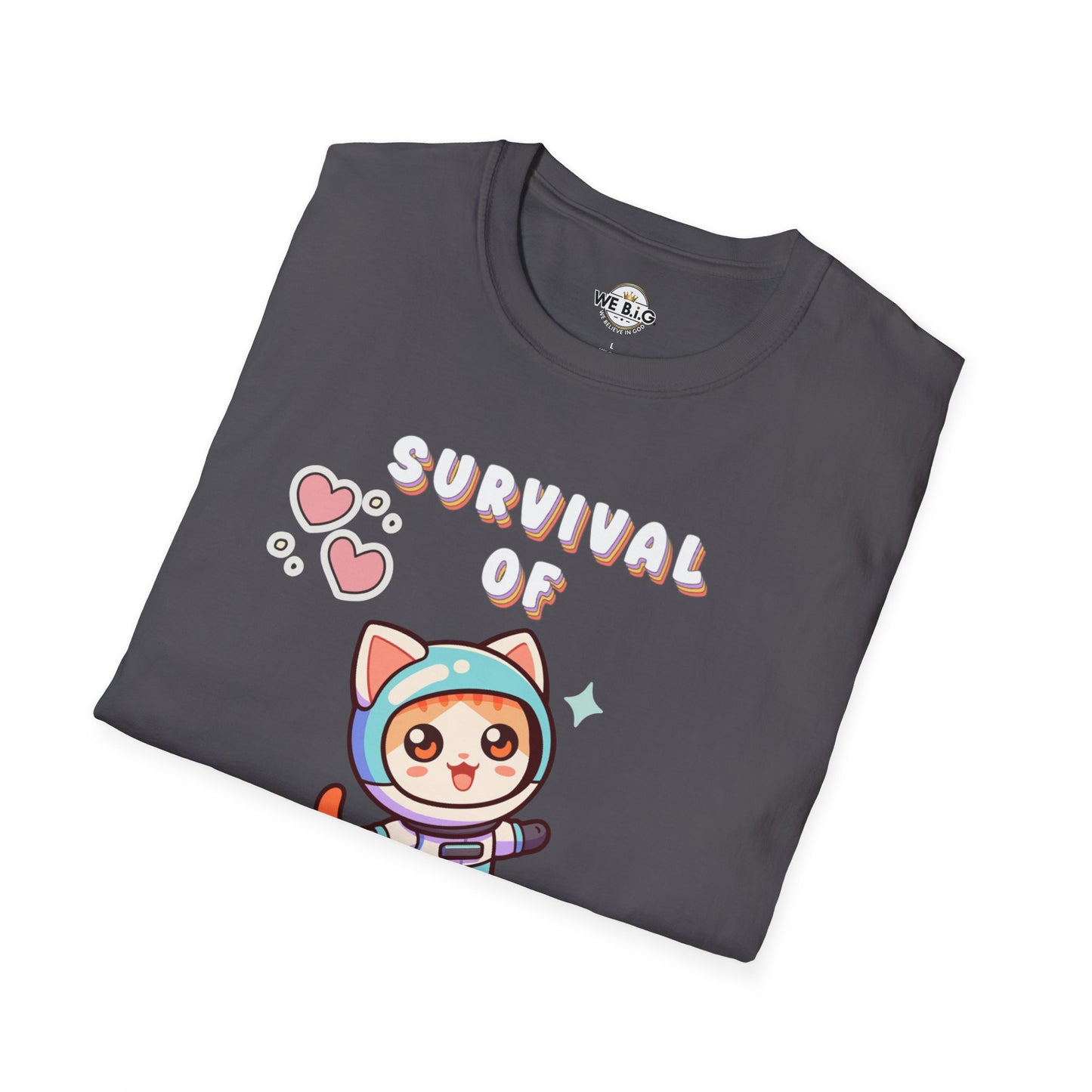 Survival of the Cutest Tee—Cute Cat Character Unisex T-Shirt, Gift for Cat Lovers, Fun Casual Wear, Kawaii Style Apparel