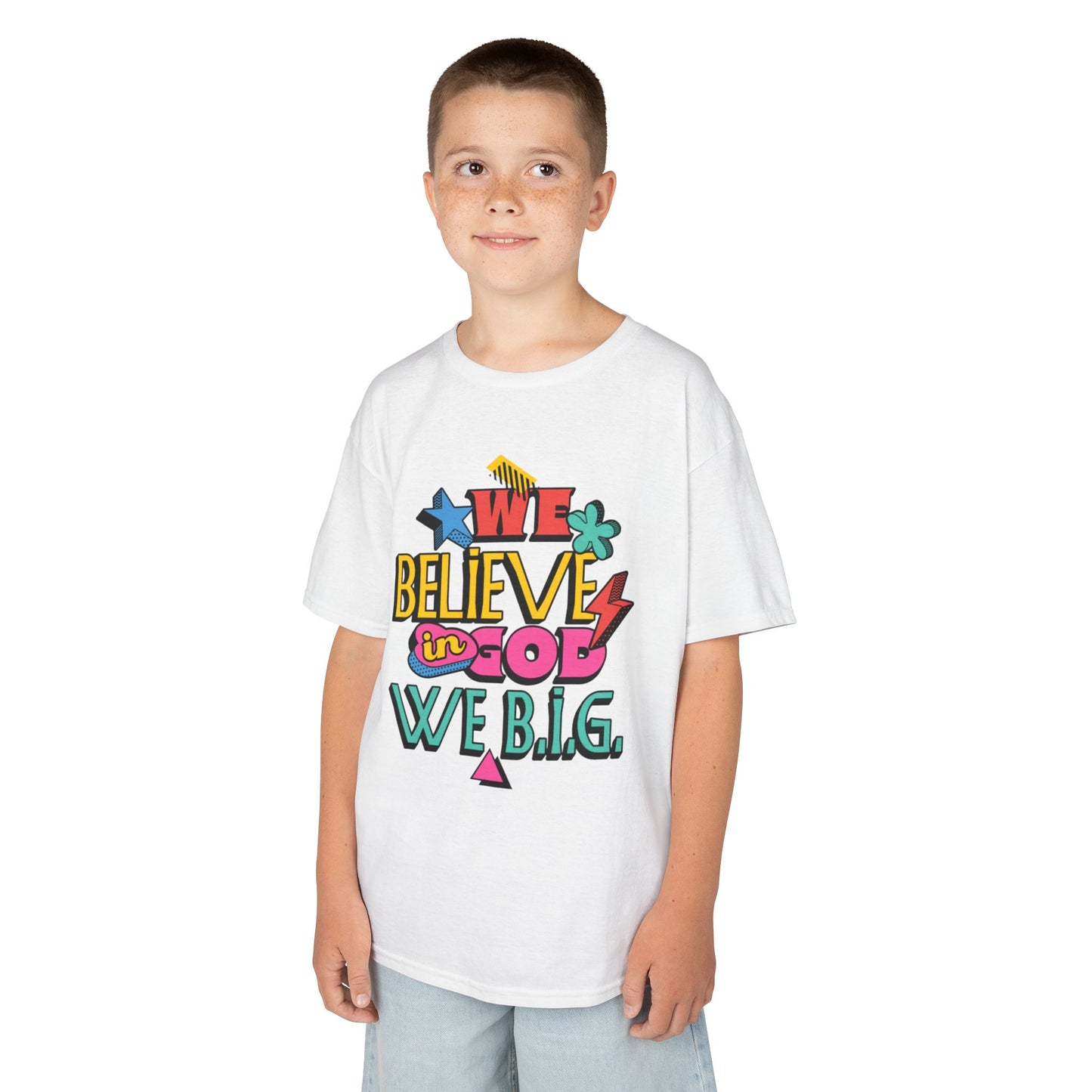 'We Believe in God, We B.I.G.' Motivational Shirt—Kids Inspirational Tee - Youth Casual Wear, Faith-Based, Birthday Gift, Everyday Outfit